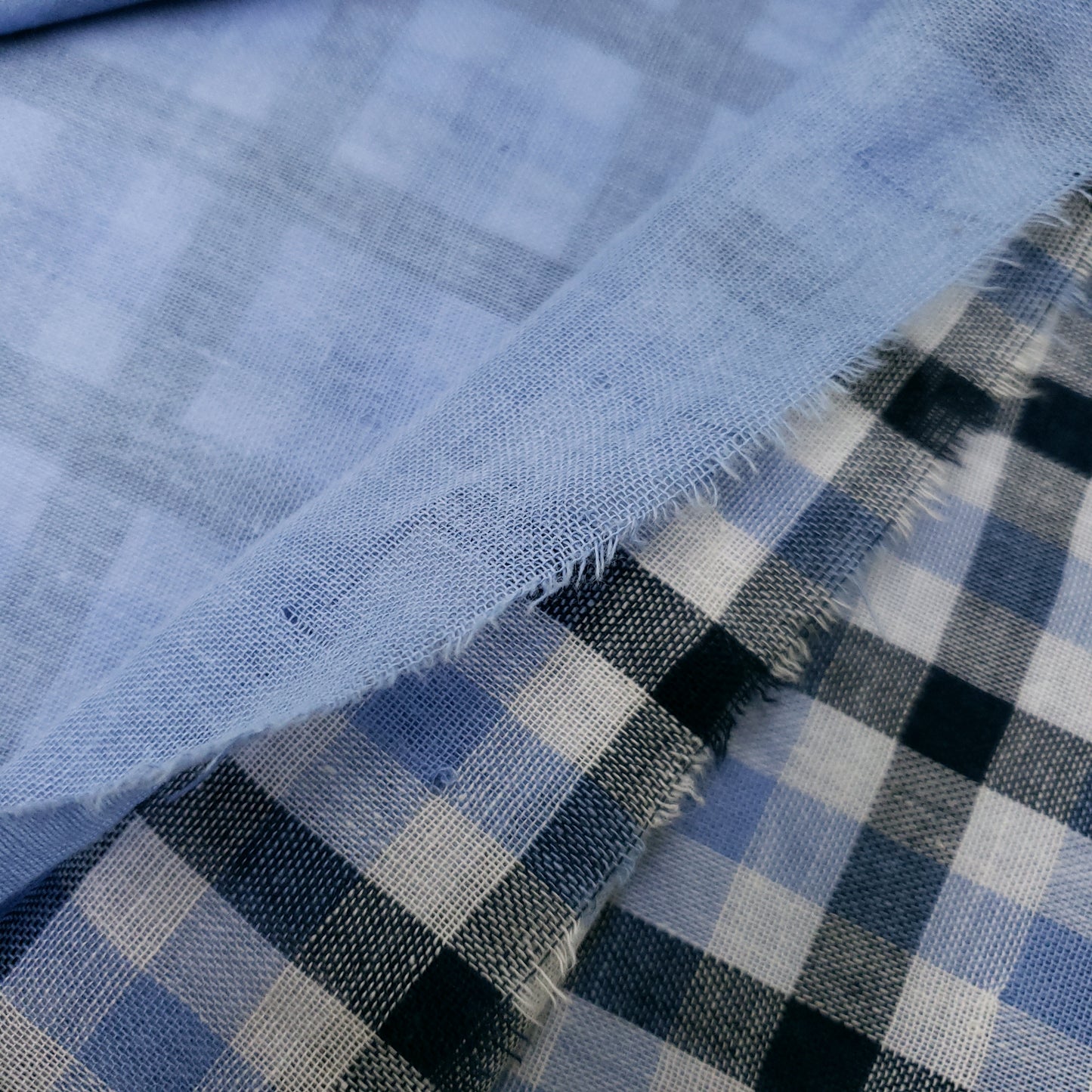 PRE-LINED BLUE PLAID SHIRTING