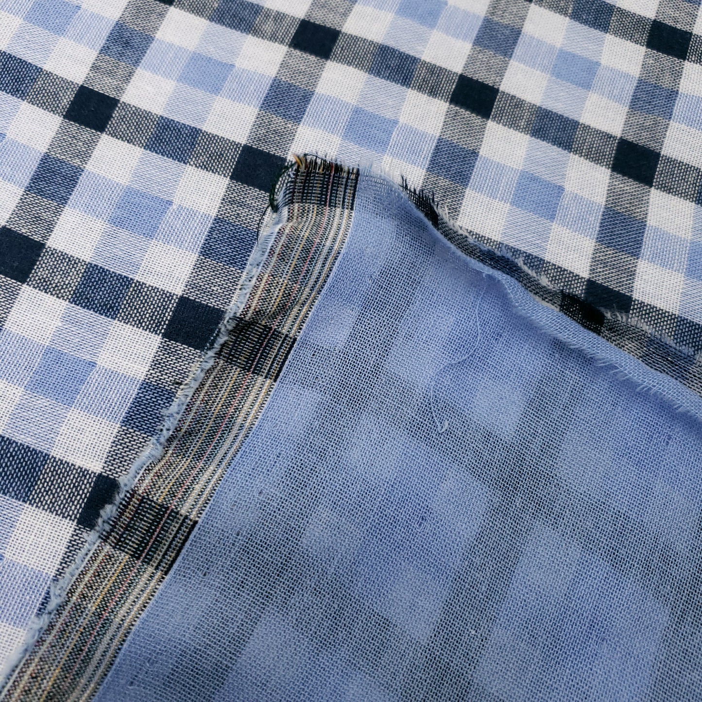 PRE-LINED BLUE PLAID SHIRTING