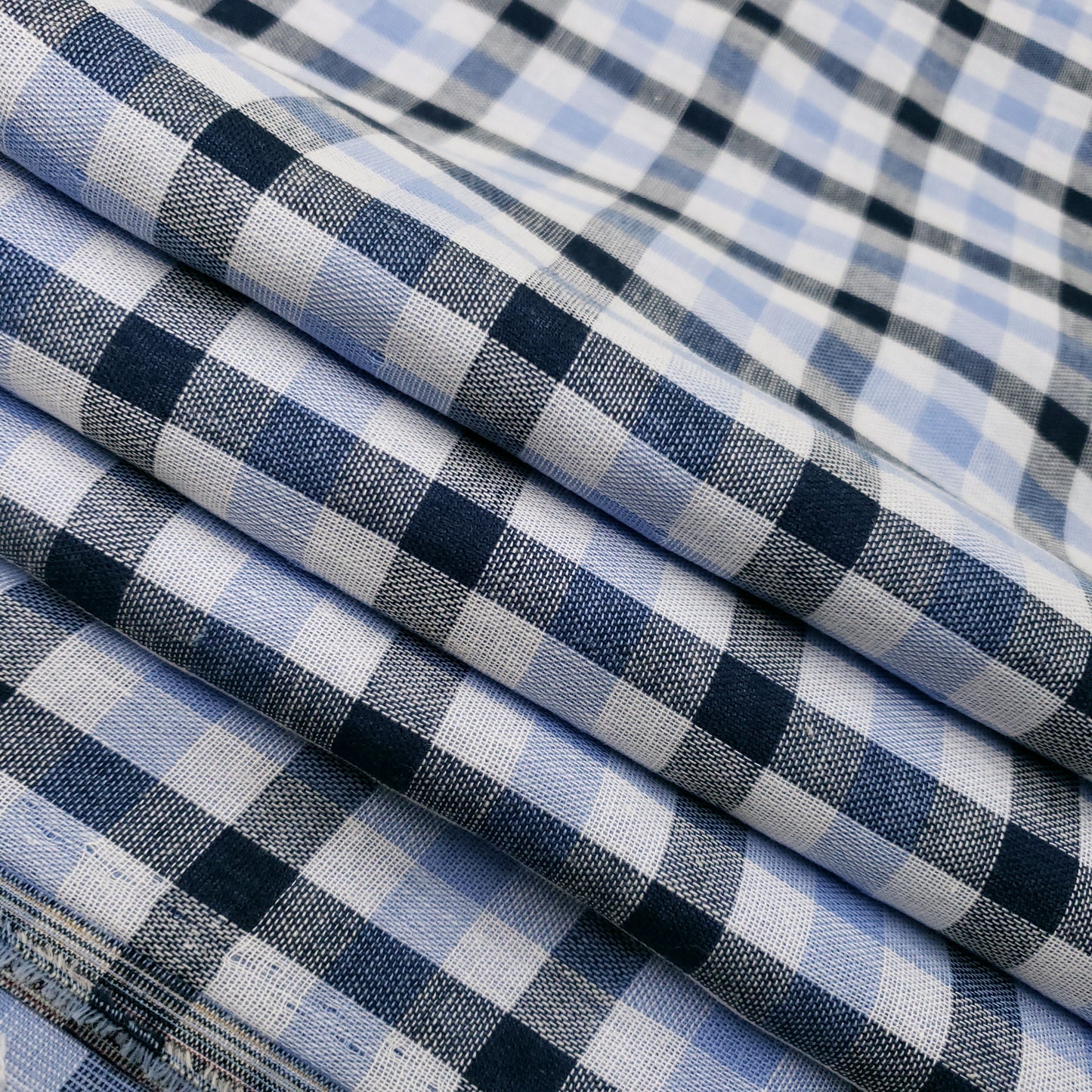 PRE-LINED BLUE PLAID SHIRTING