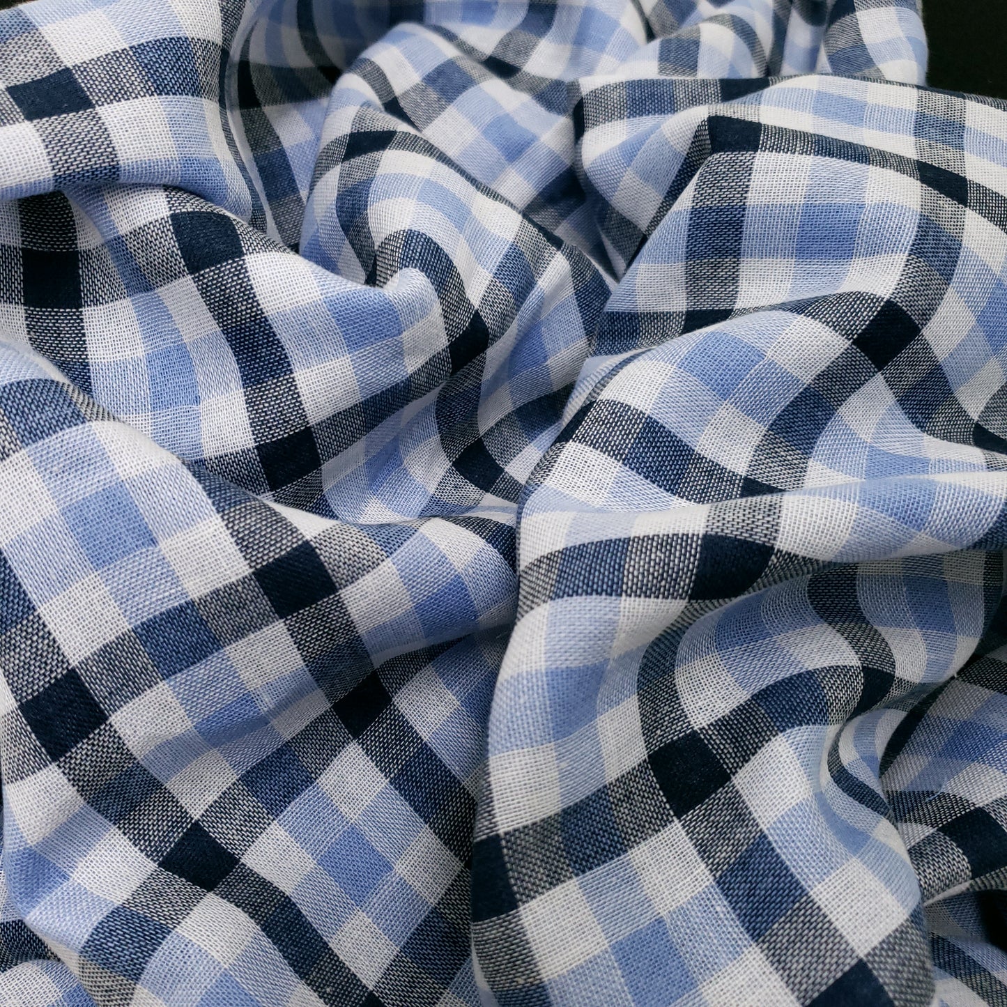 PRE-LINED BLUE PLAID SHIRTING