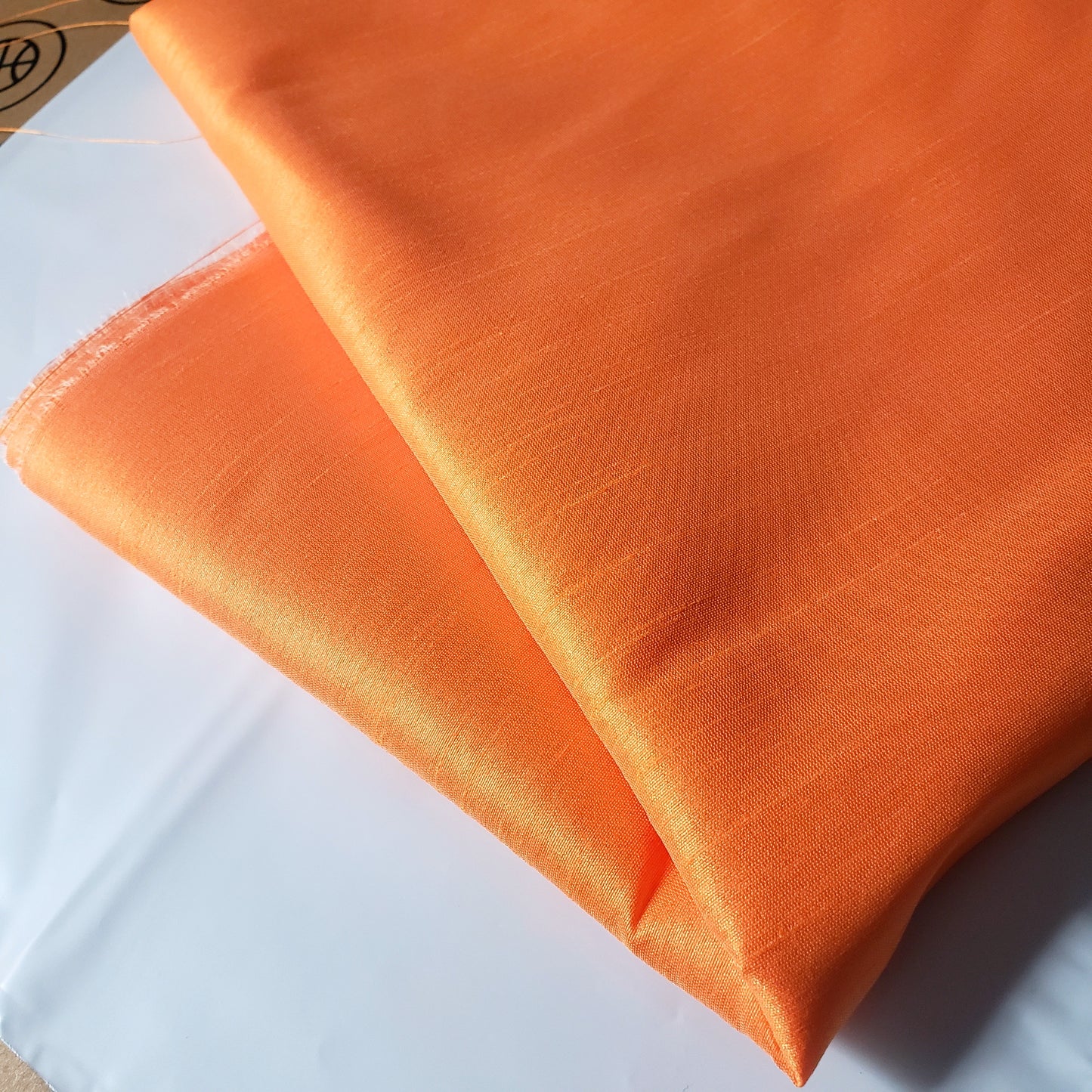 ORANGE NEON CREAMCICLE FAUX SILK DUPIONI 58"
