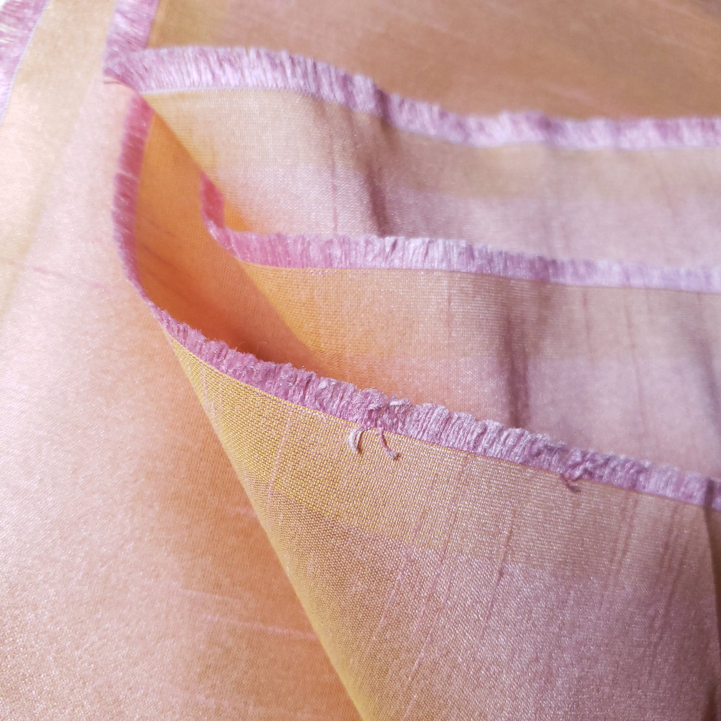 BLUSH PINK YELLOW LEMONADE FAUX SILK DUPIONI