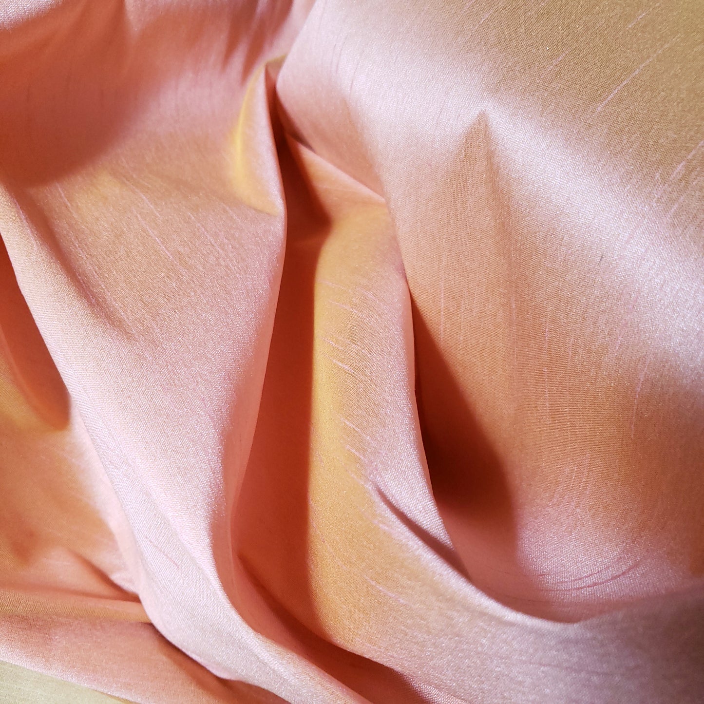 BLUSH PINK YELLOW LEMONADE FAUX SILK DUPIONI