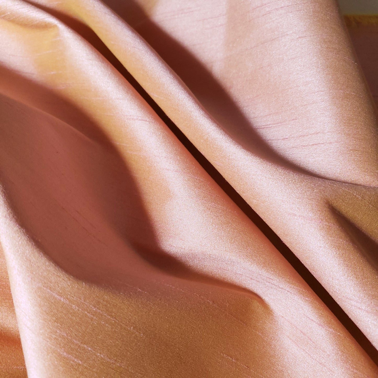 BLUSH PINK YELLOW LEMONADE FAUX SILK DUPIONI