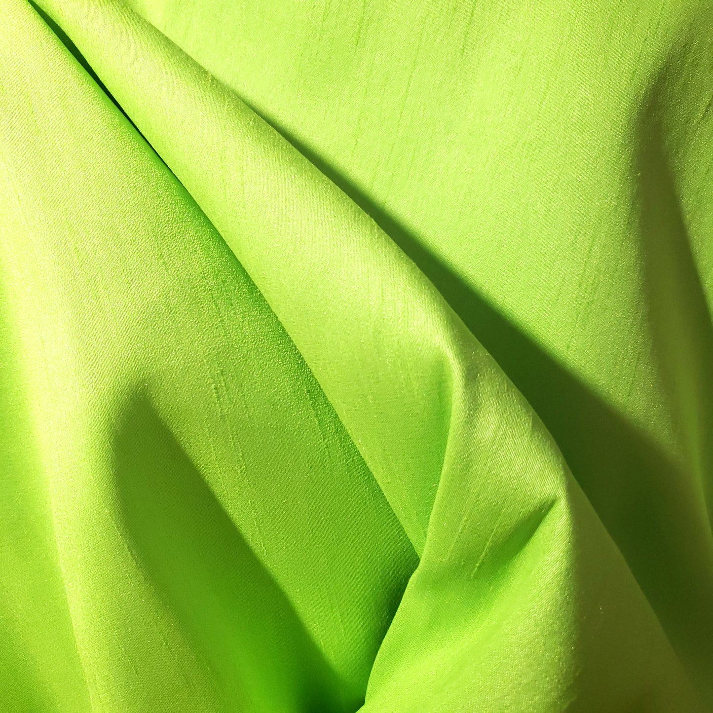 GREEN LIME SOFT FAUX SILK DUPIONI FABRIC