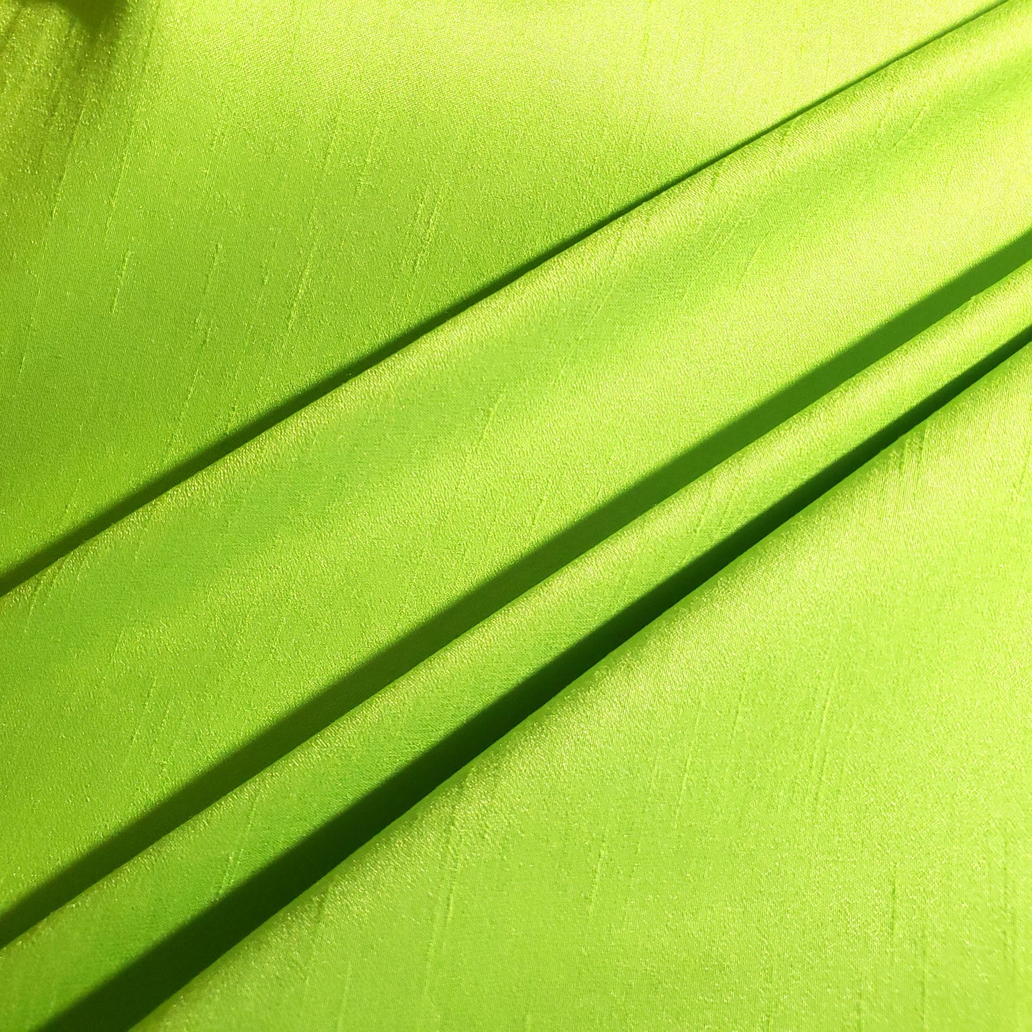 GREEN LIME SOFT FAUX SILK DUPIONI FABRIC