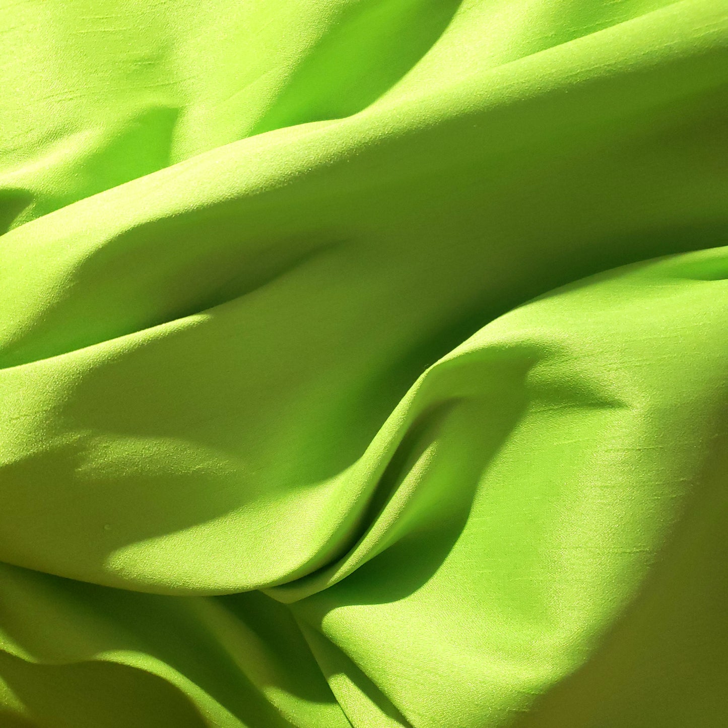GREEN LIME SOFT FAUX SILK DUPIONI FABRIC