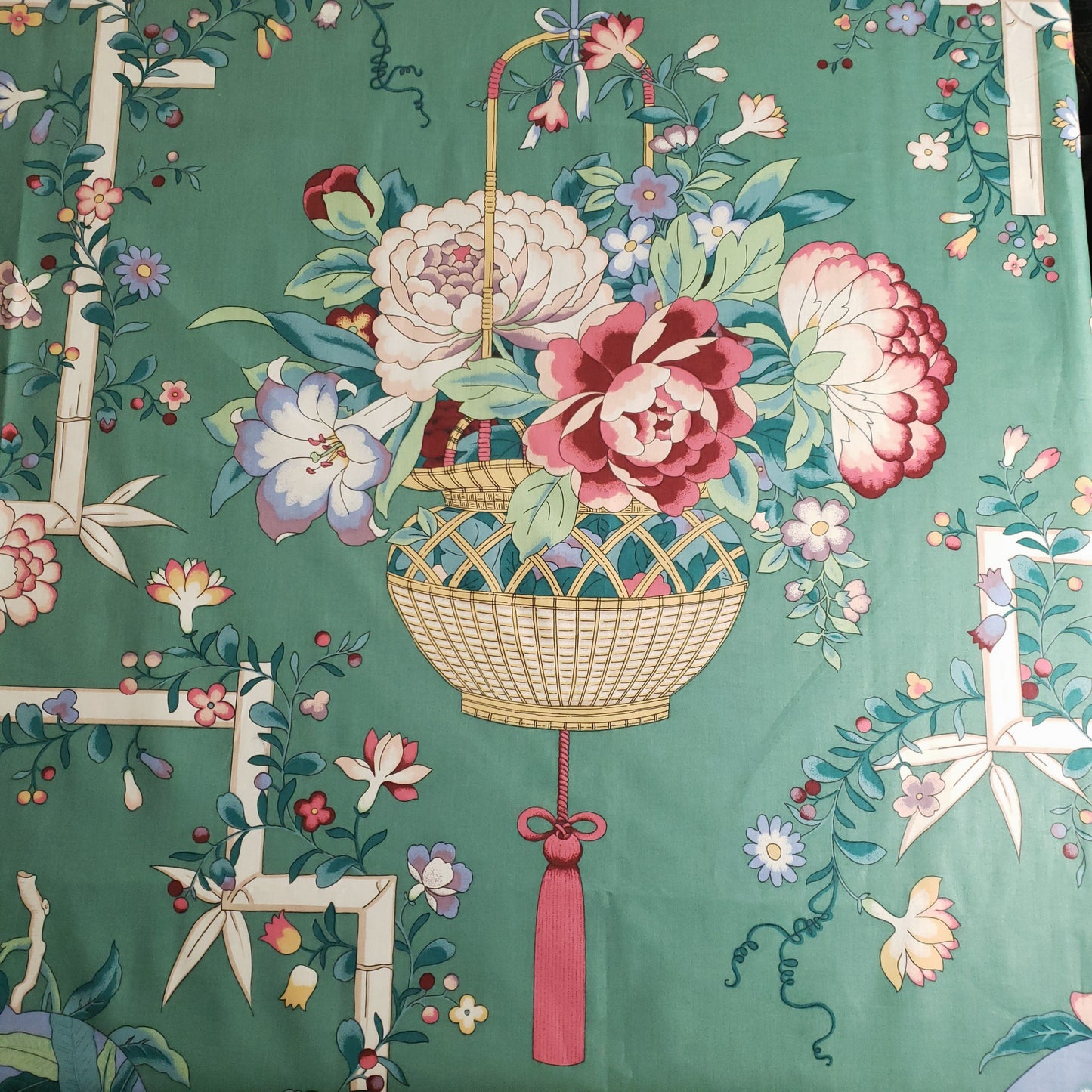 CHINESE GARDEN TOILE DRAPERY