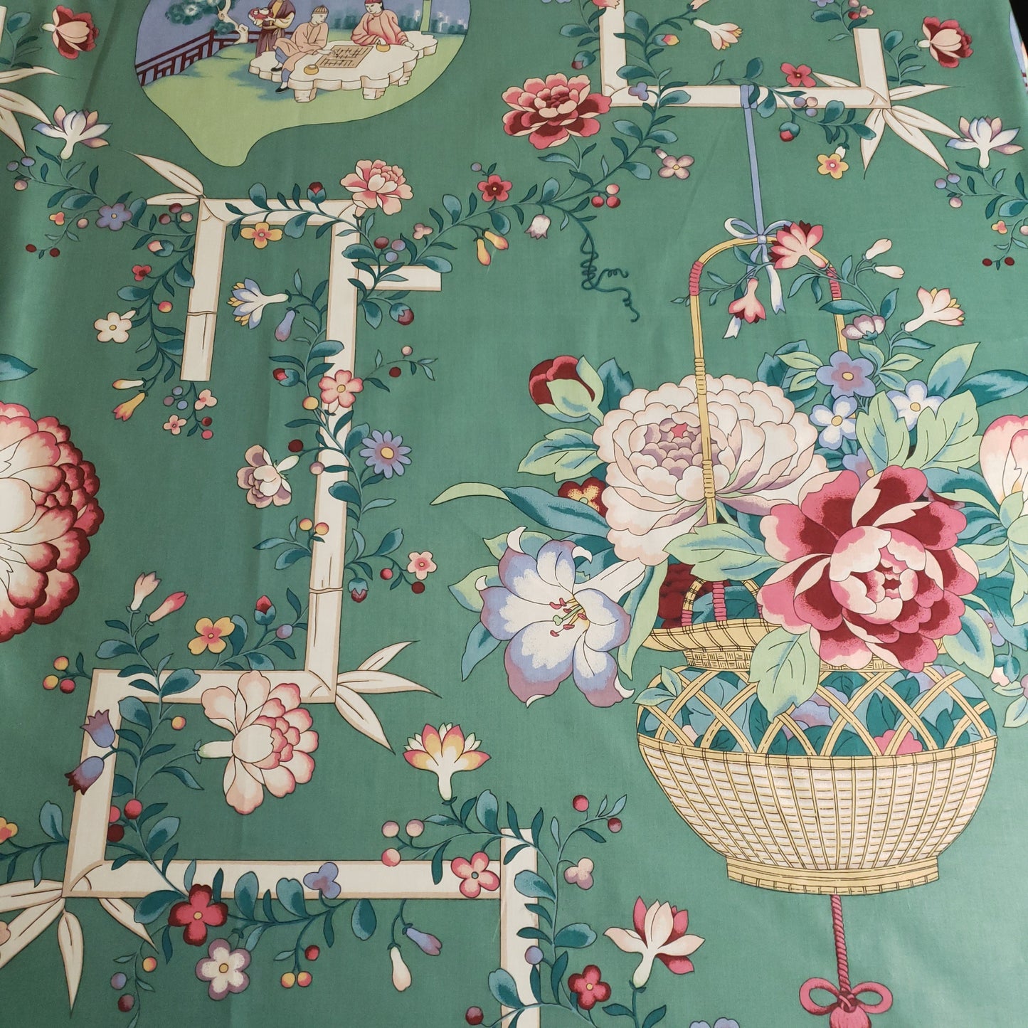 CHINESE GARDEN TOILE DRAPERY