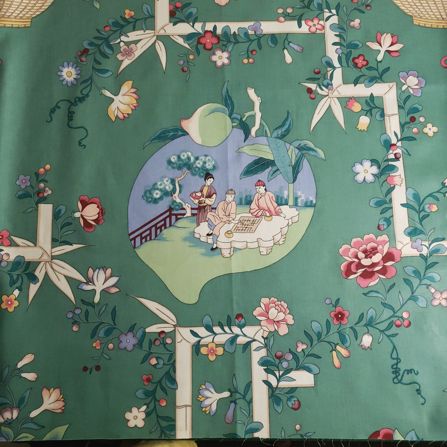 CHINESE GARDEN TOILE DRAPERY