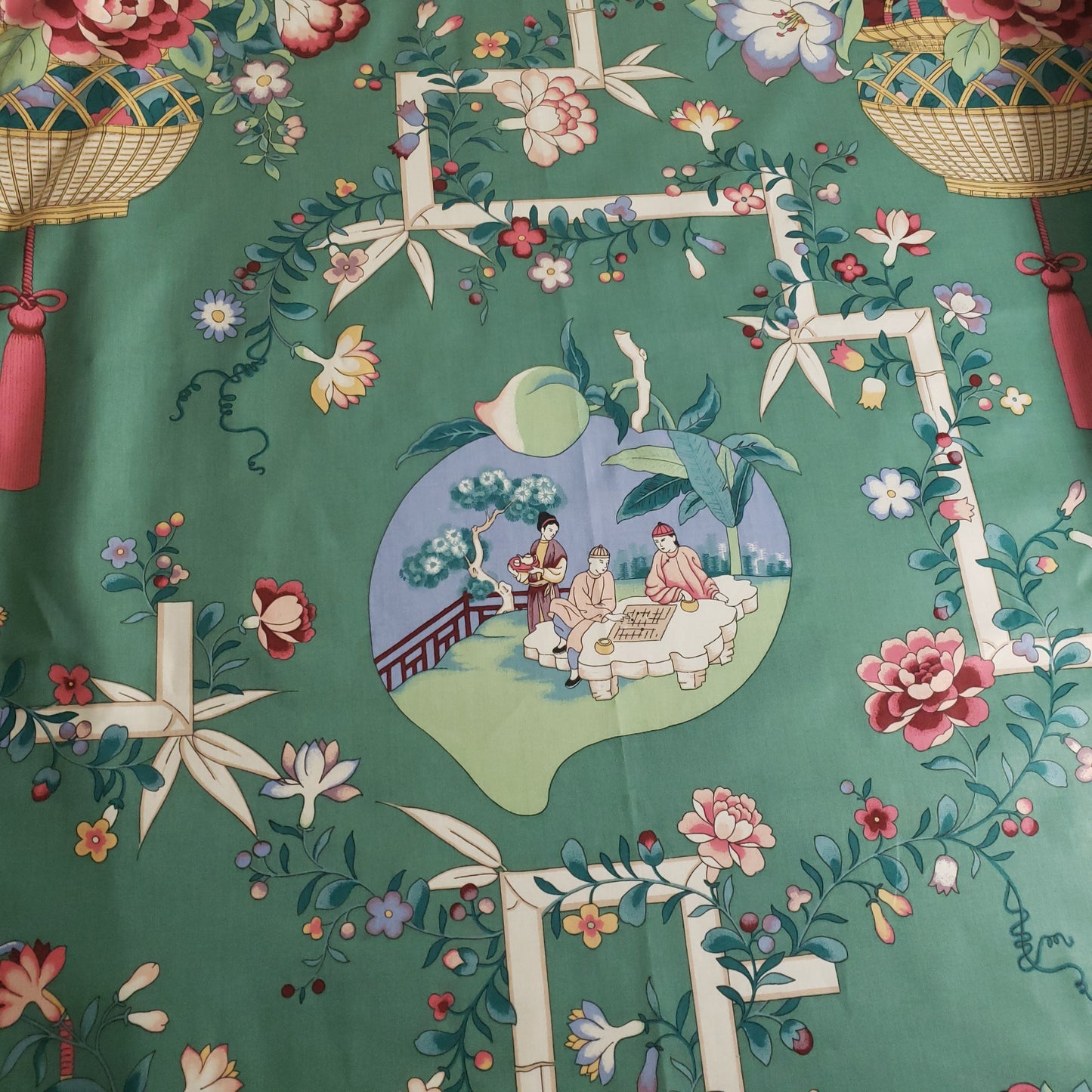 CHINESE GARDEN TOILE DRAPERY