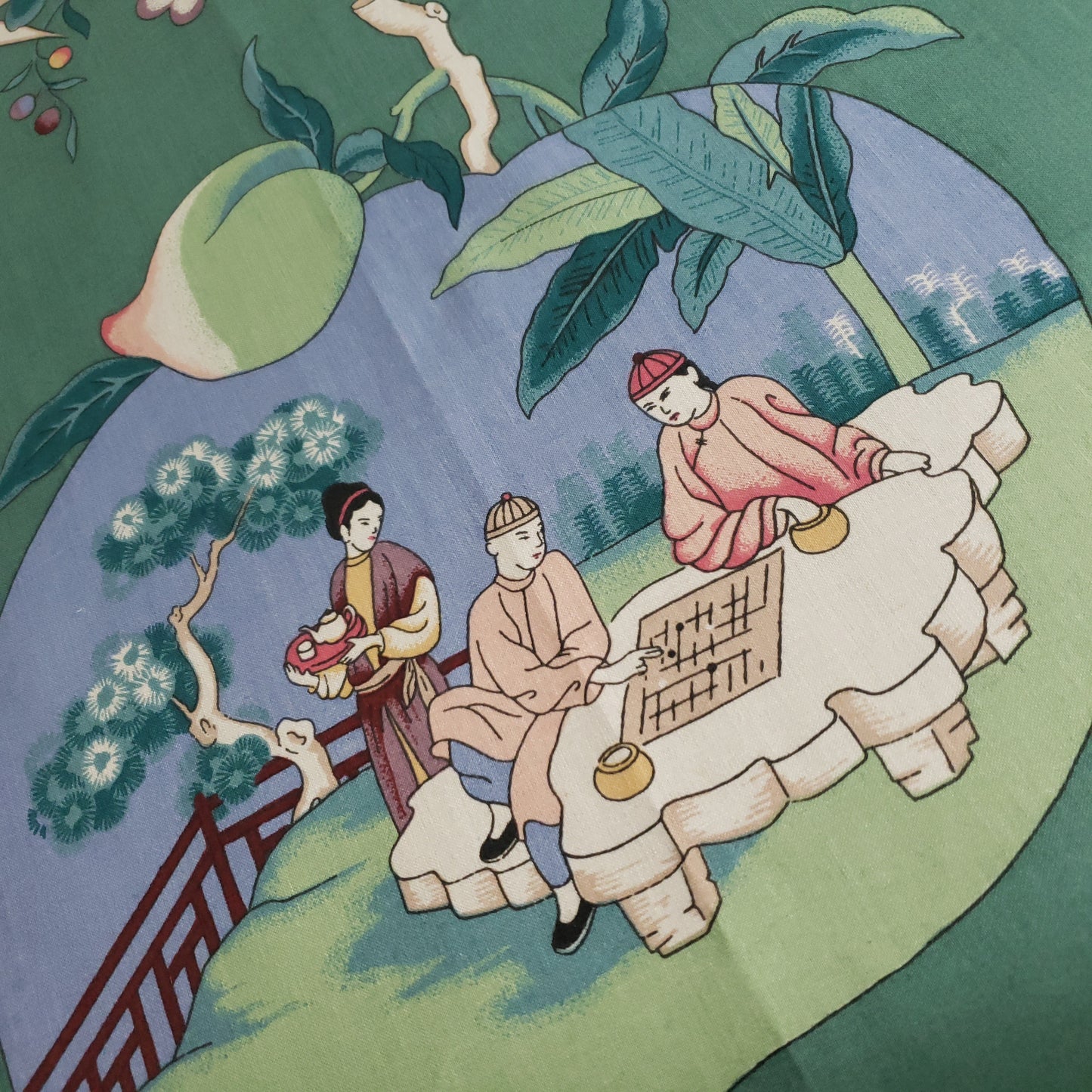 CHINESE GARDEN TOILE DRAPERY