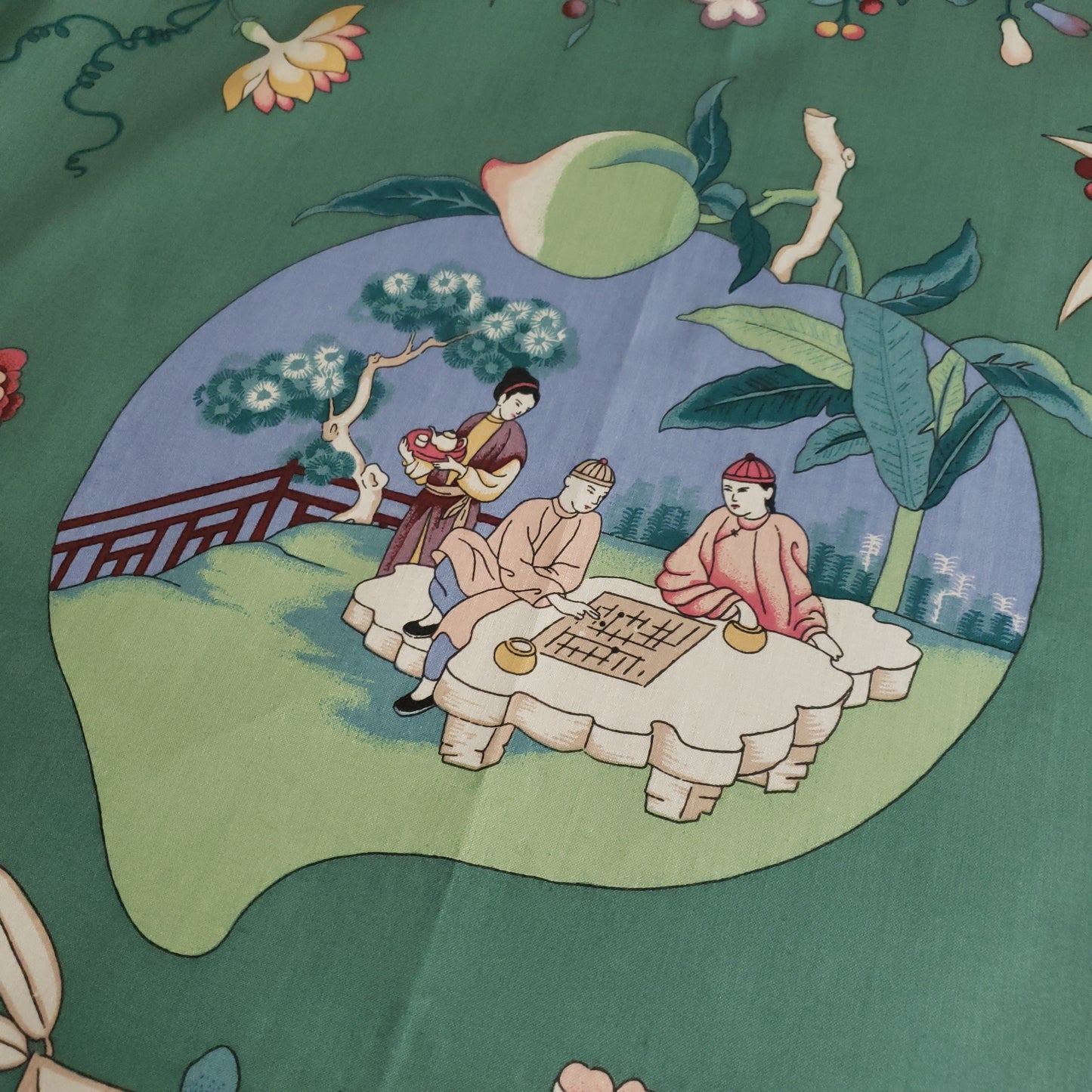 CHINESE GARDEN TOILE DRAPERY