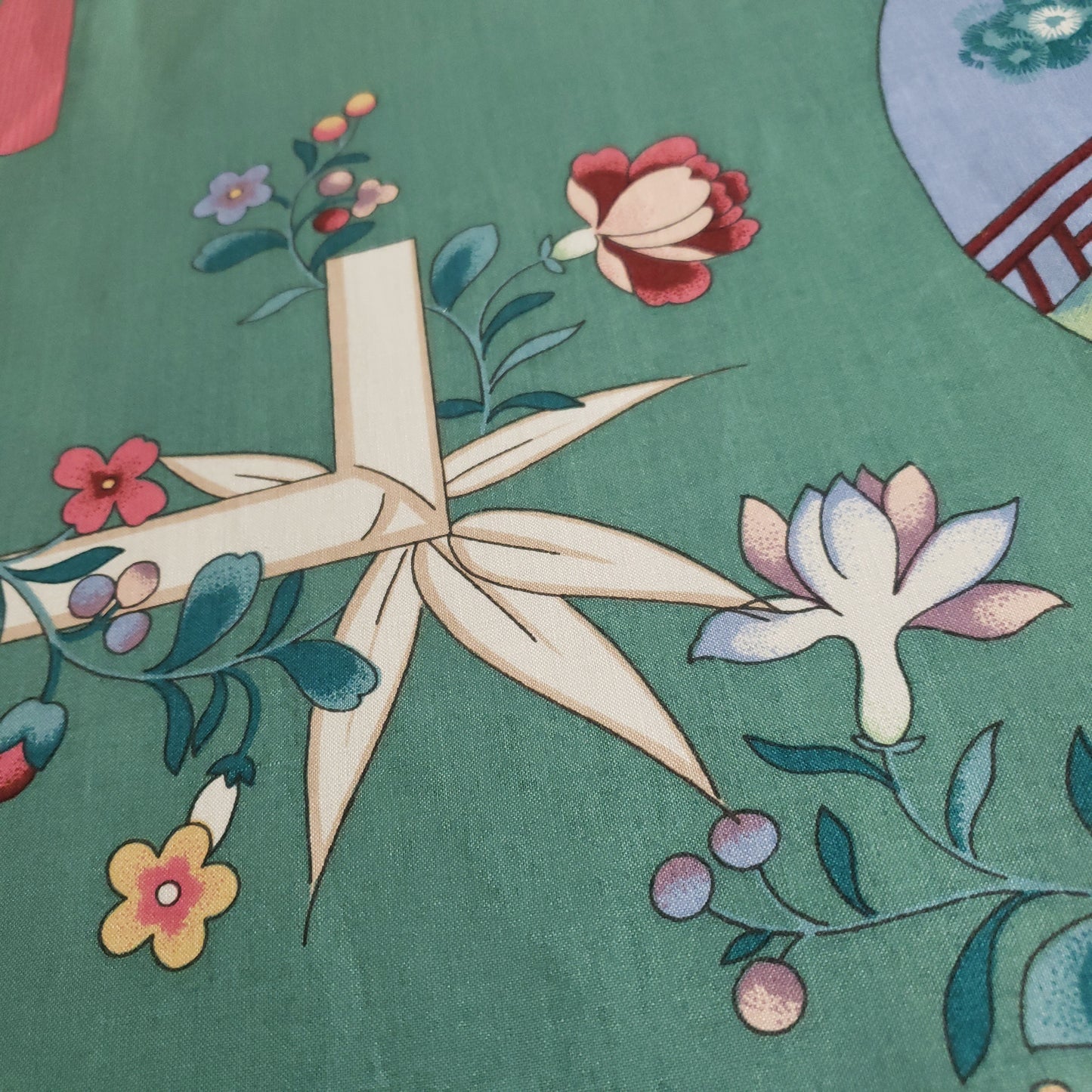 CHINESE GARDEN TOILE DRAPERY