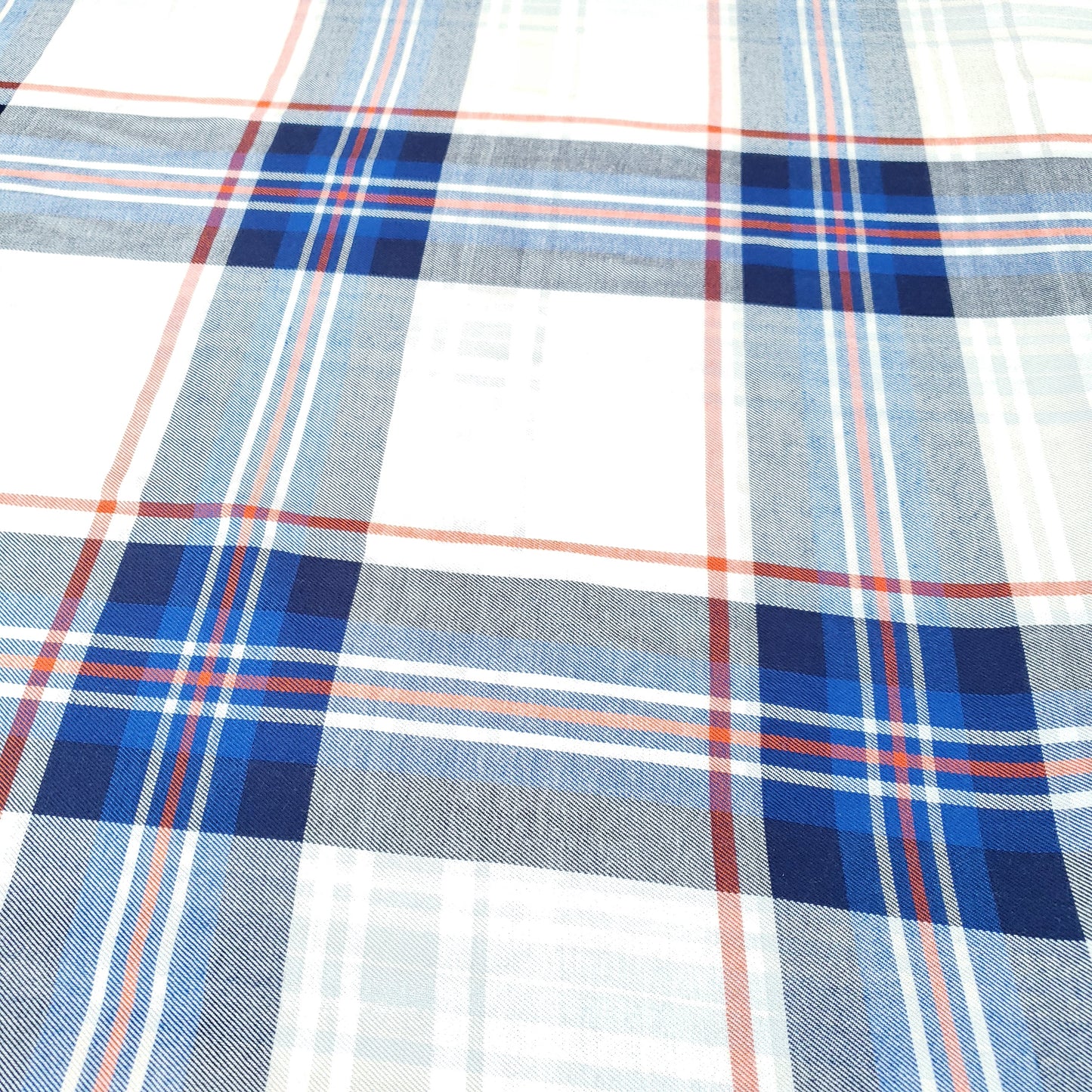 BRUSHED BLUE PLAID SHIRTING