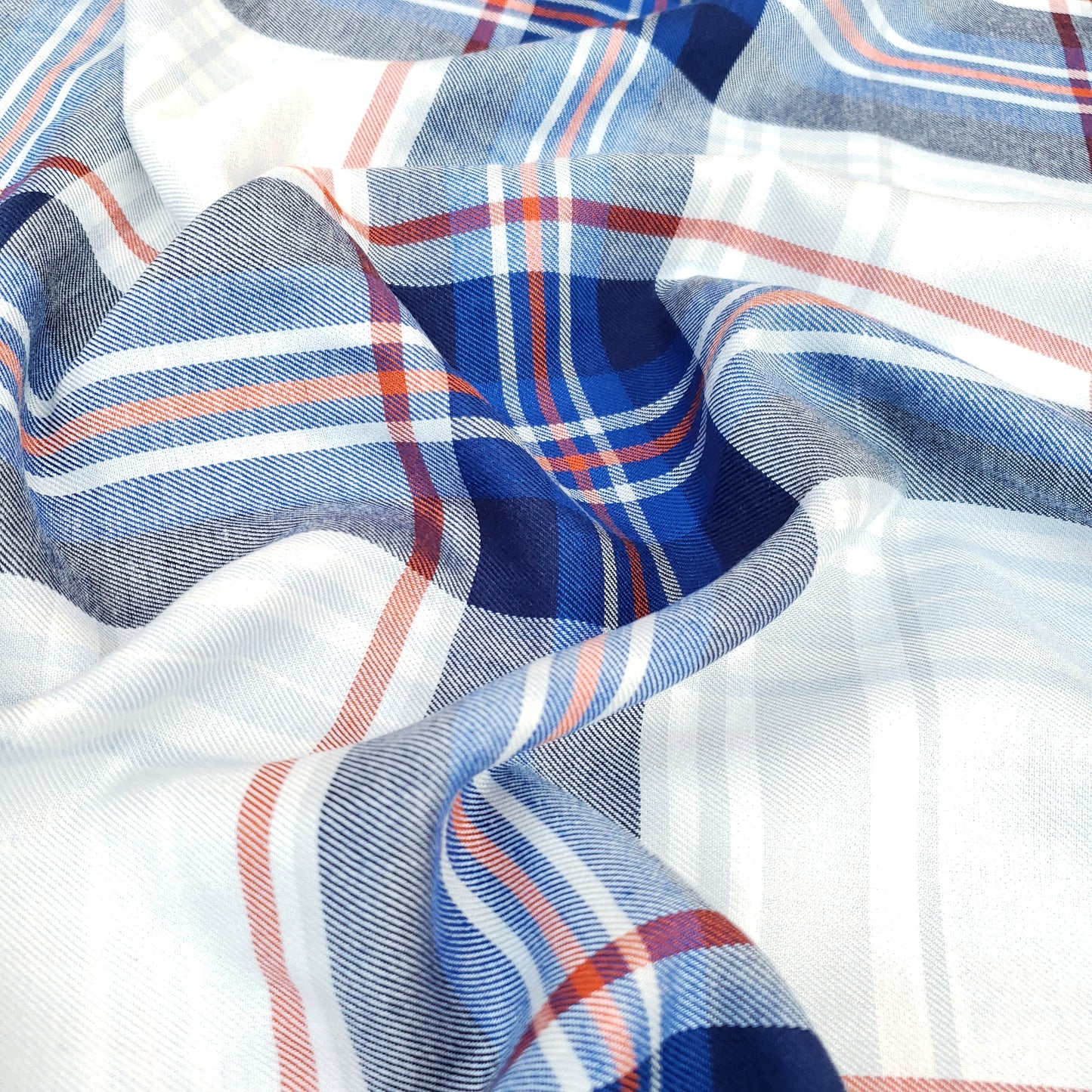 BRUSHED BLUE PLAID SHIRTING