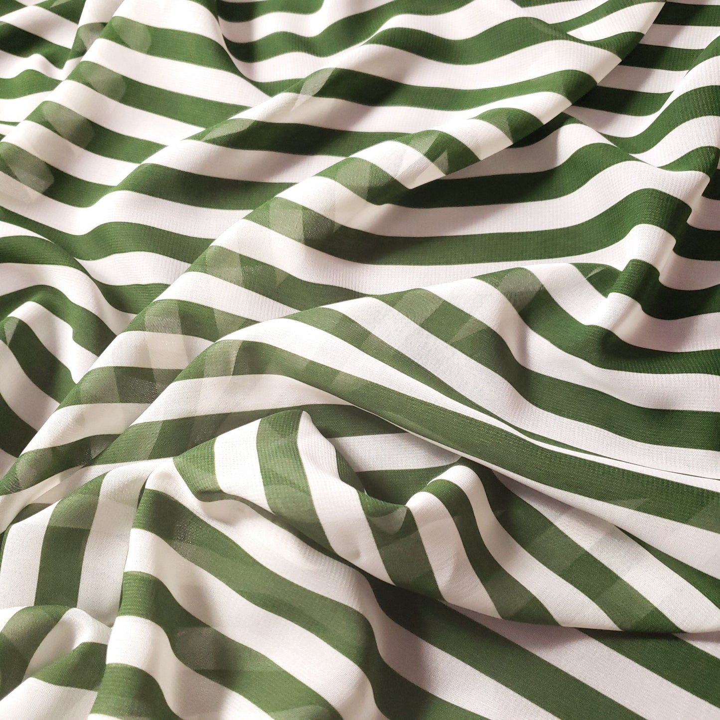 STRIPE CHIFFON OLIVE GREEN