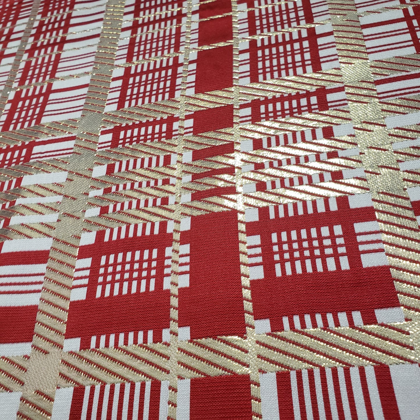 CHRISTMAS CANDY CANE GILDED TARTAN BROCADE