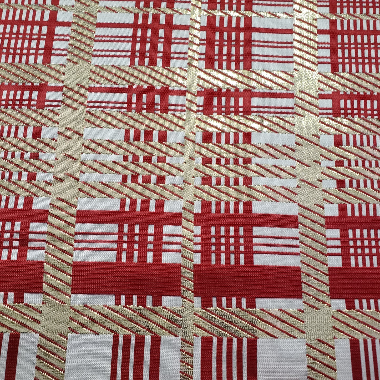 CHRISTMAS CANDY CANE GILDED TARTAN BROCADE