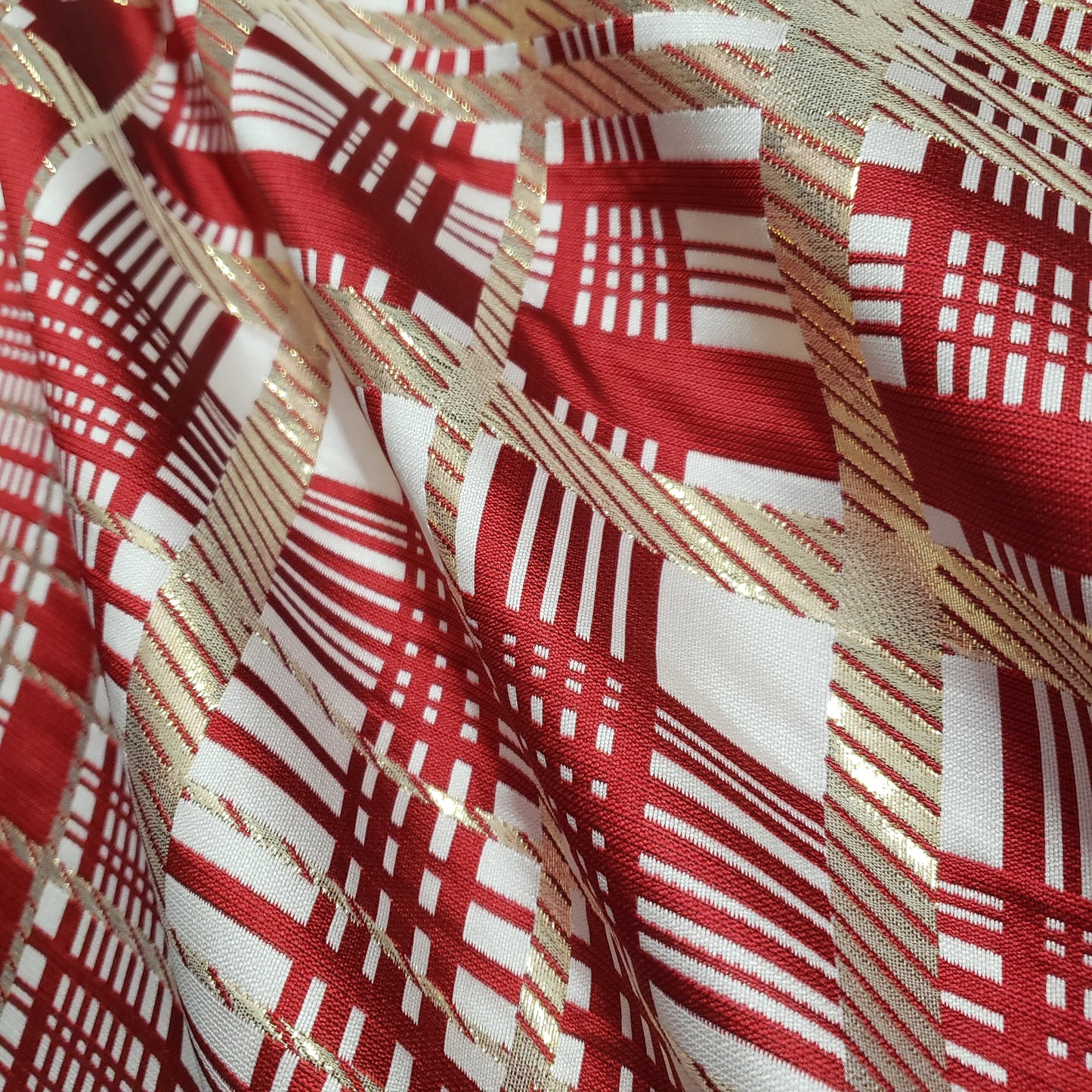 CHRISTMAS CANDY CANE GILDED TARTAN BROCADE