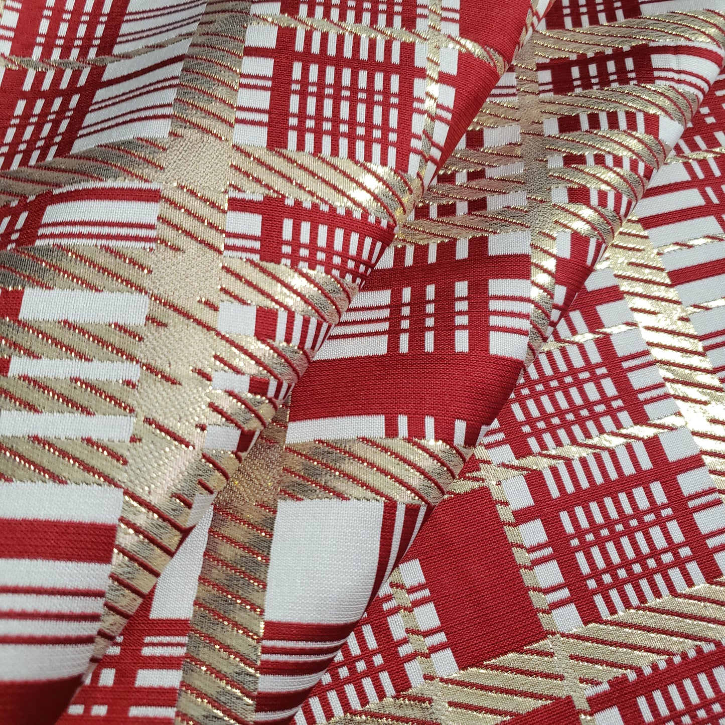 CHRISTMAS CANDY CANE GILDED TARTAN BROCADE