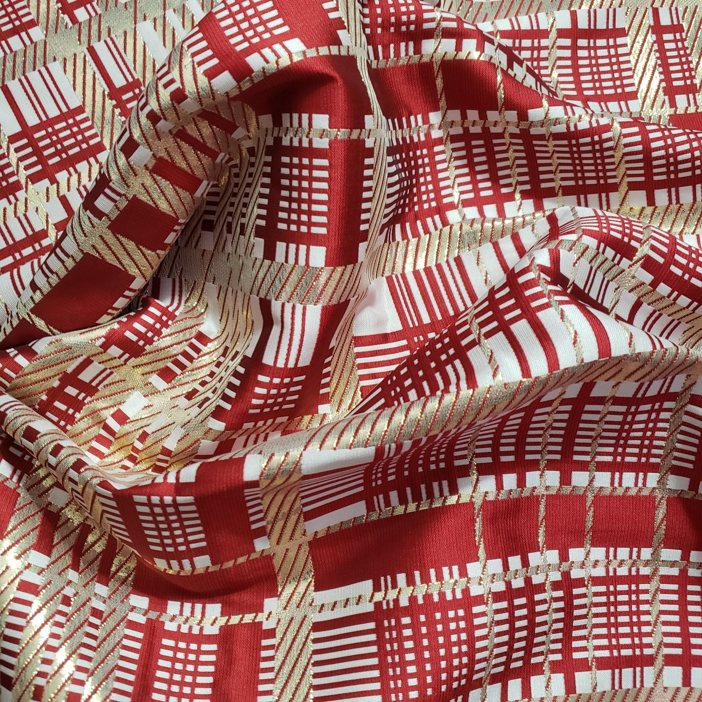 CHRISTMAS CANDY CANE GILDED TARTAN BROCADE