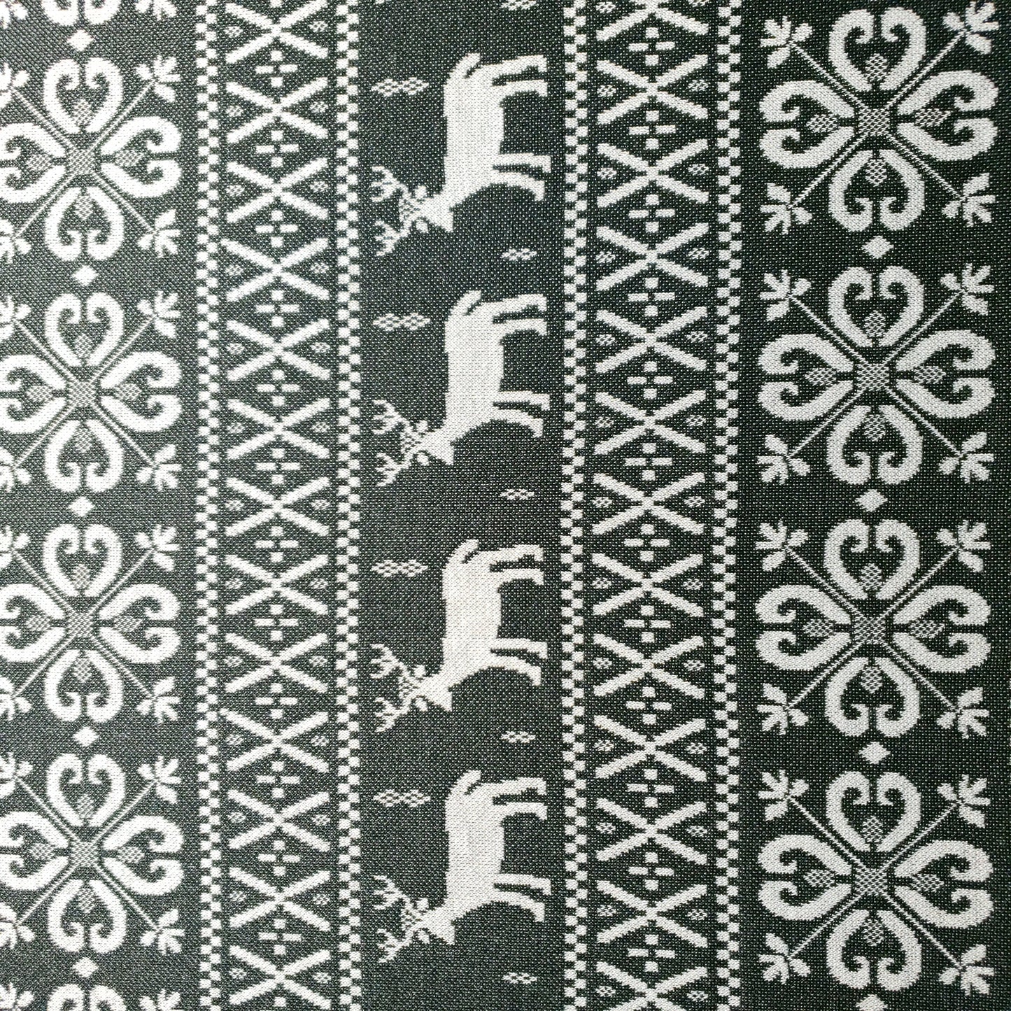GRAY REINDEER HOLIDAY STRIPE KNIT FABRIC
