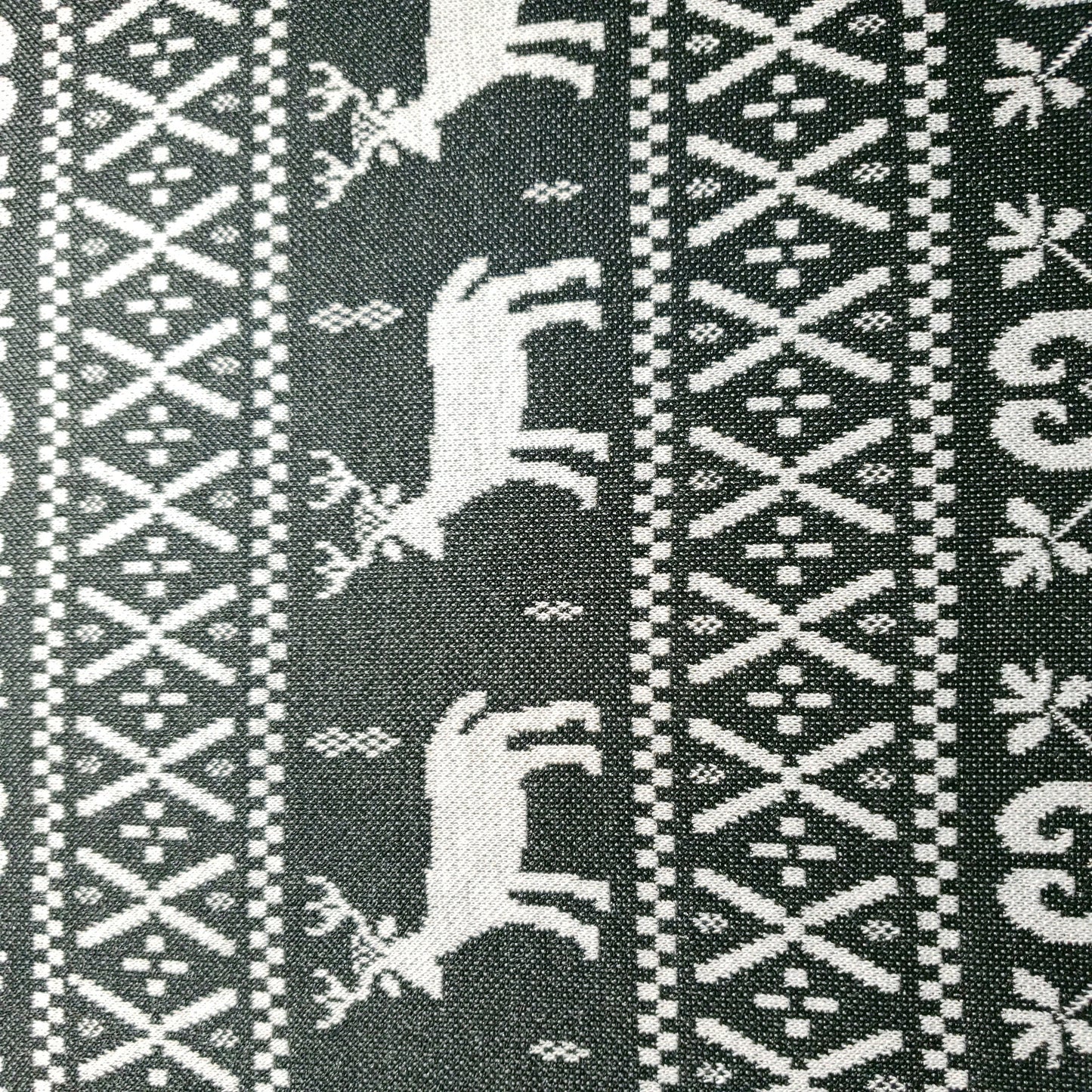 GRAY REINDEER HOLIDAY STRIPE KNIT FABRIC