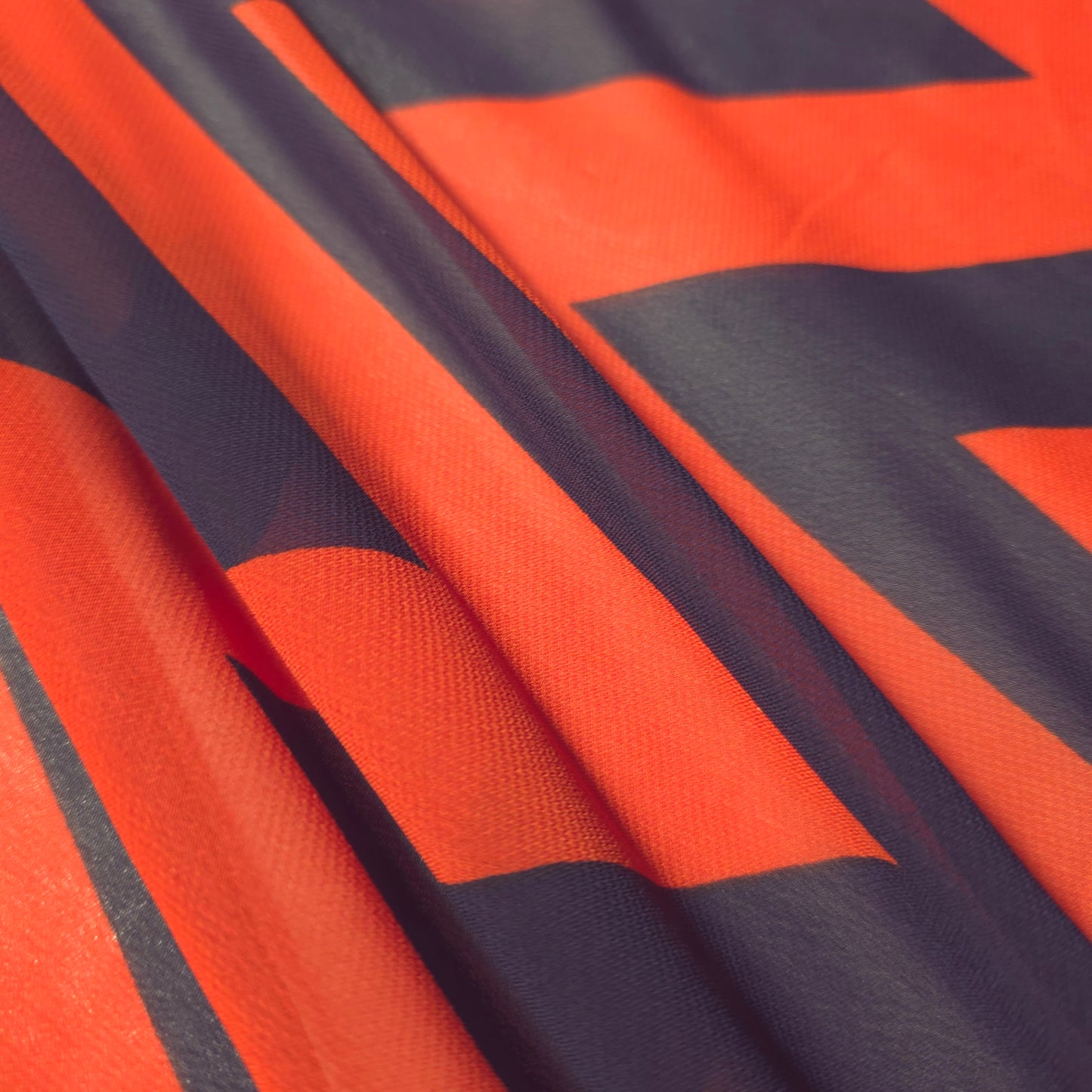CHEVRON CHIFFON ORANGE NAVY BLUE