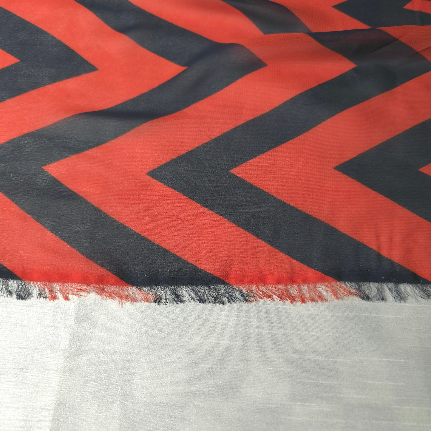 CHEVRON CHIFFON ORANGE NAVY BLUE