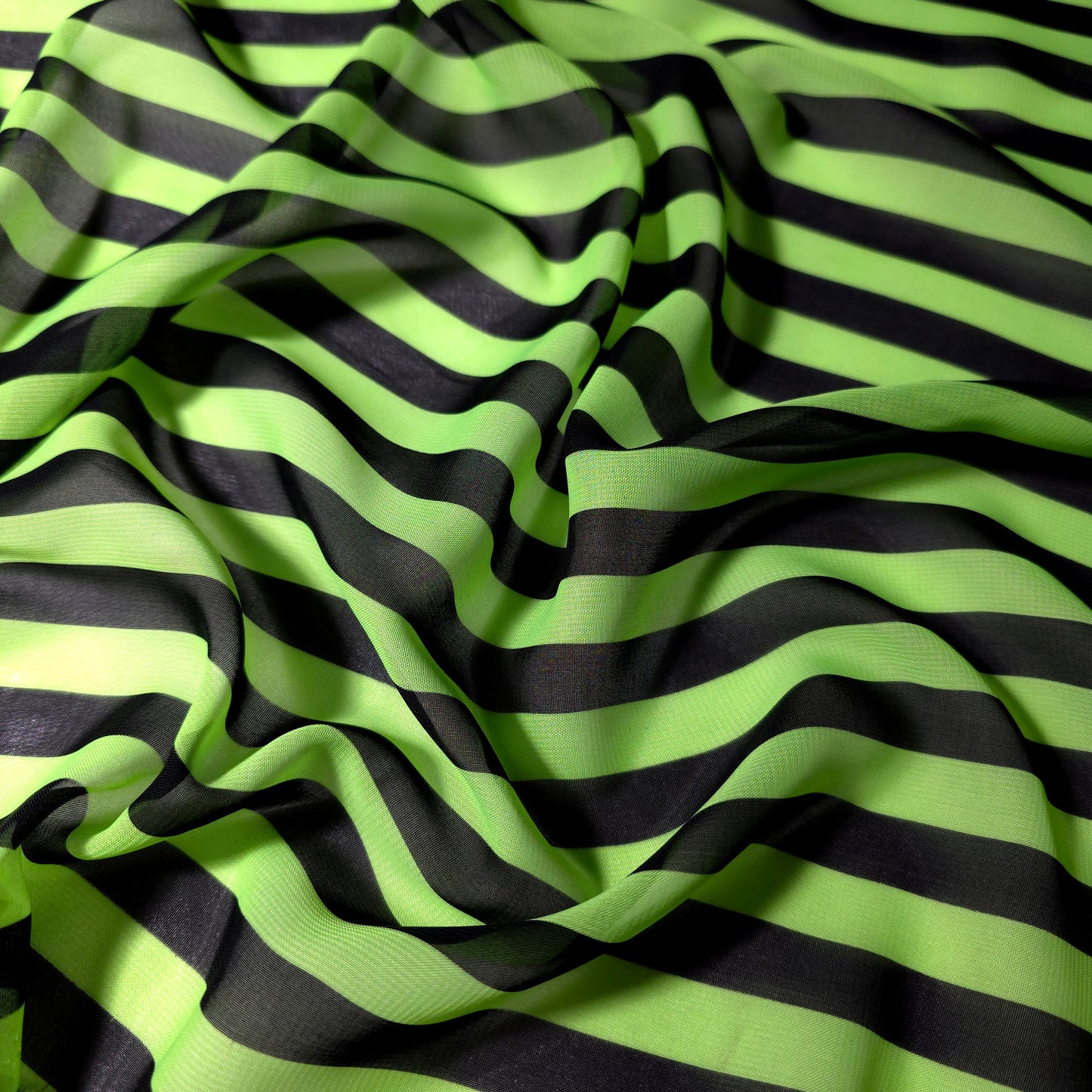 STRIPE CHIFFON LIME GREEN BLACK