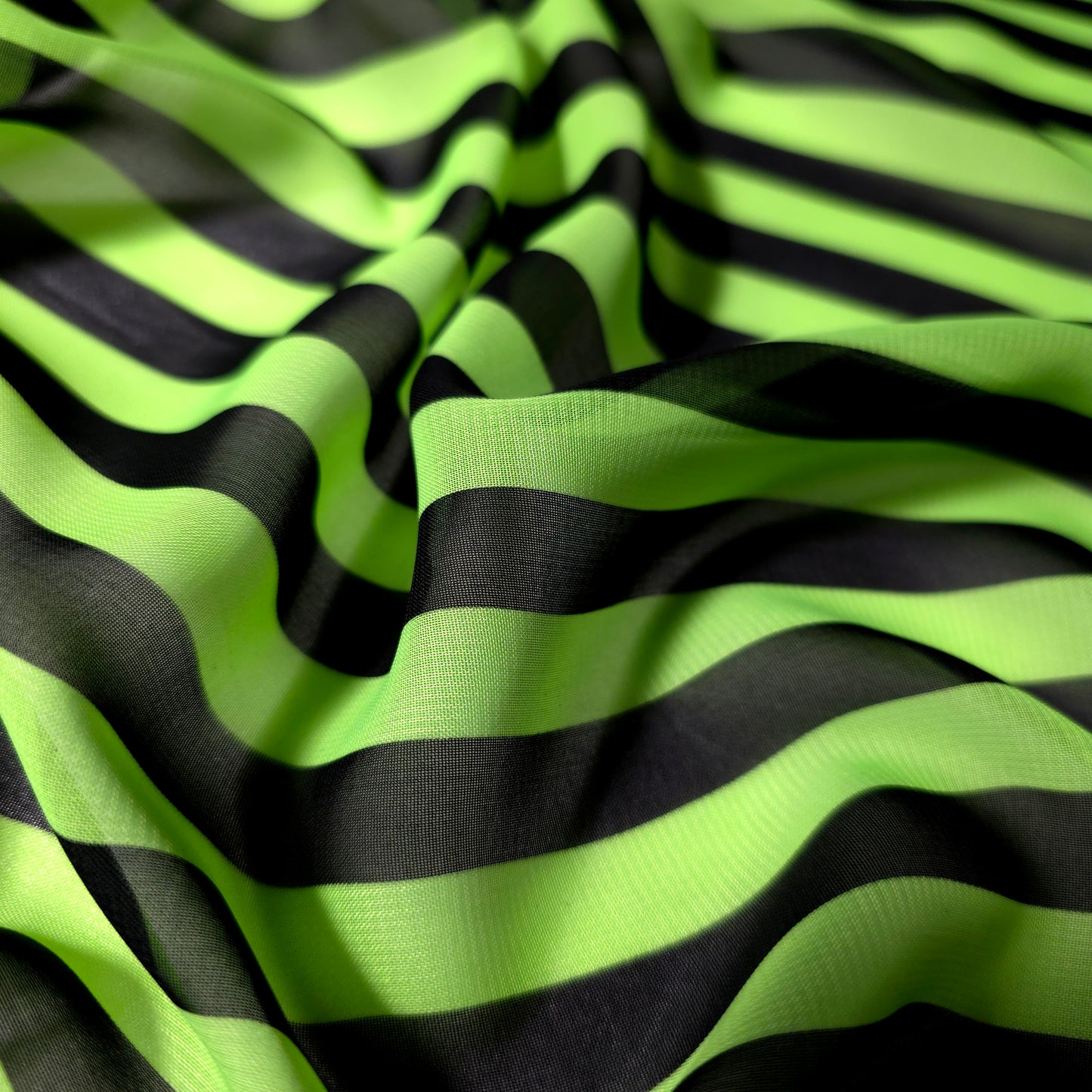 STRIPE CHIFFON LIME GREEN BLACK