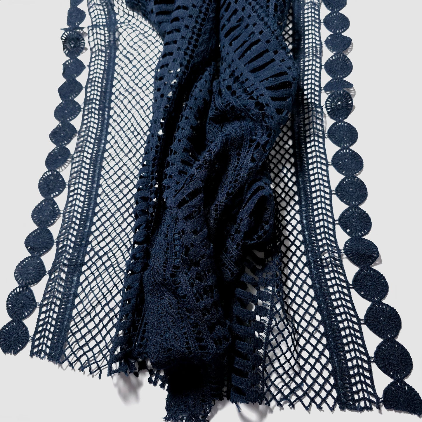 NAVY BOHEMIA GUIPURE STRIPE LACE