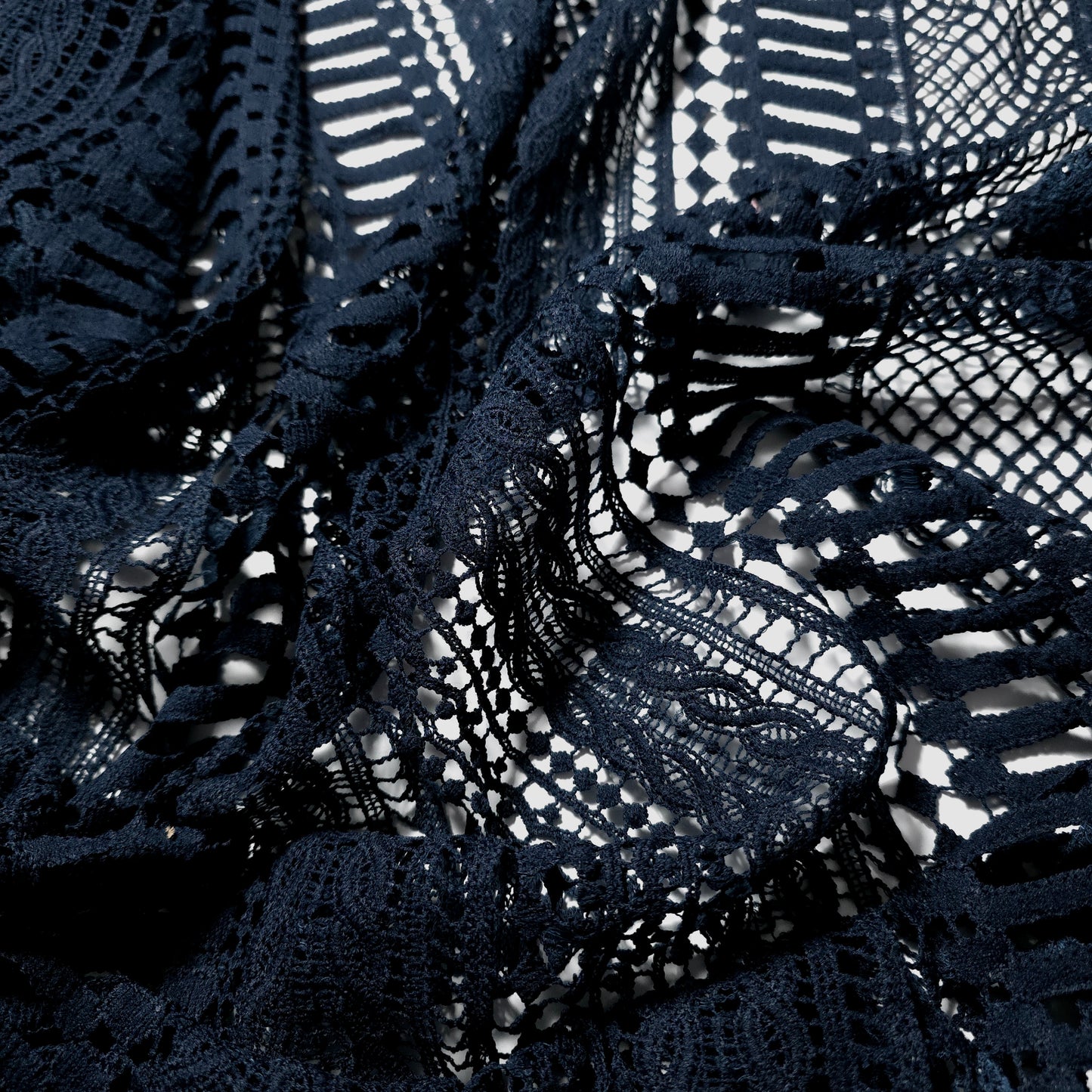 NAVY BOHEMIA GUIPURE STRIPE LACE