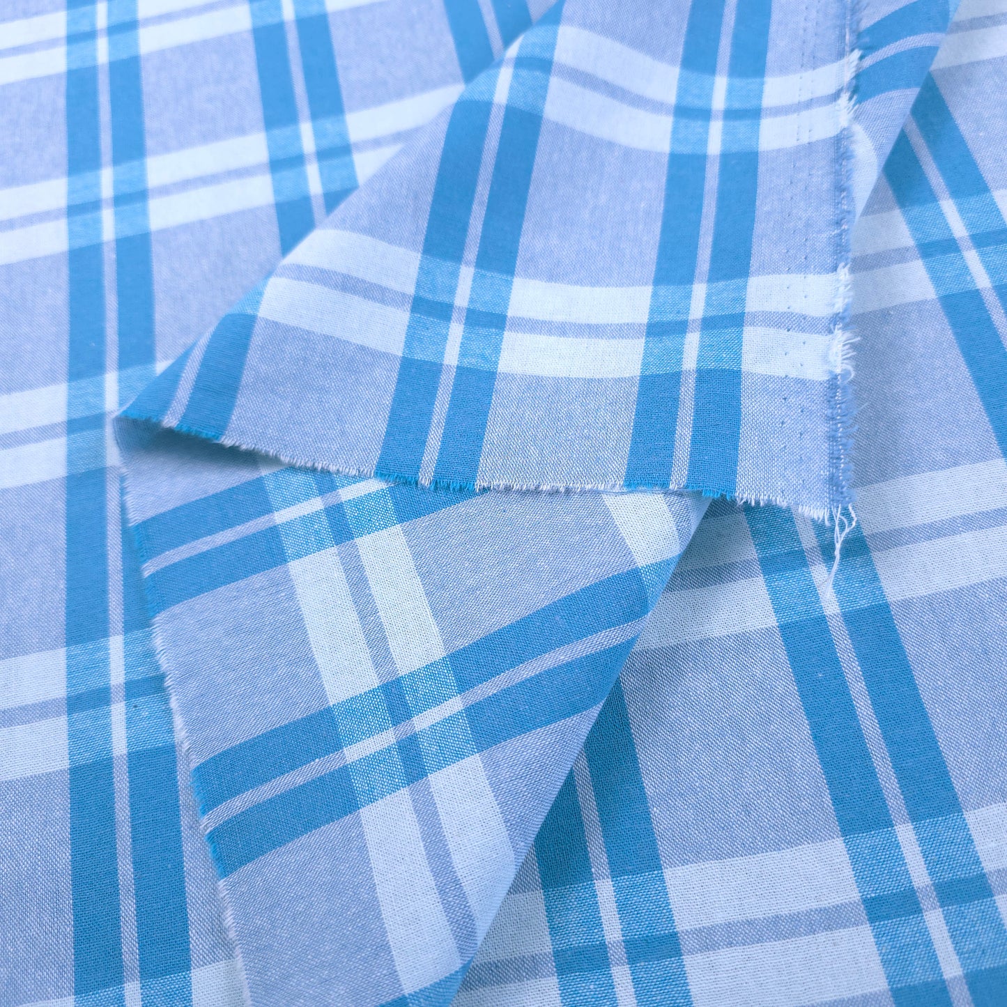 PASTEL PLAID BLUE COTTON SHIRTING