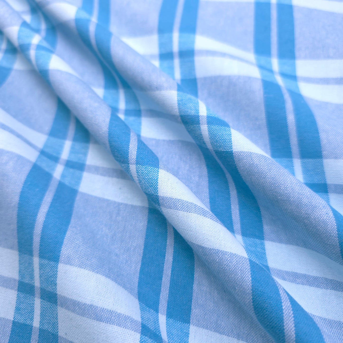 PASTEL PLAID BLUE COTTON SHIRTING