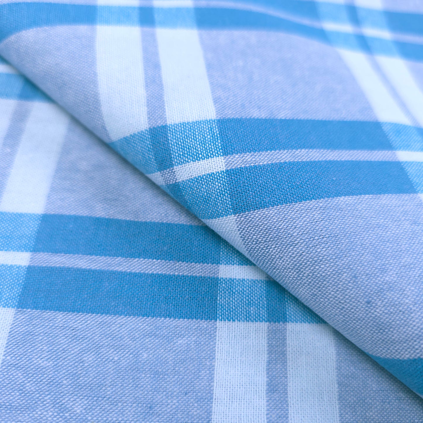 PASTEL PLAID BLUE COTTON SHIRTING