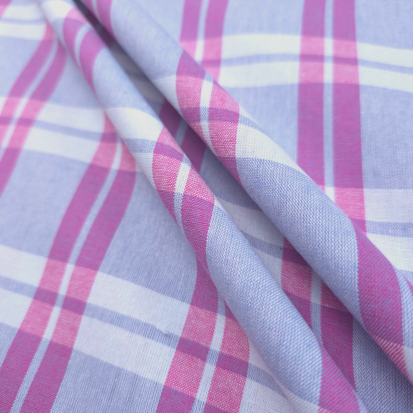 PASTEL PLAID PINK COTTON SHIRTING