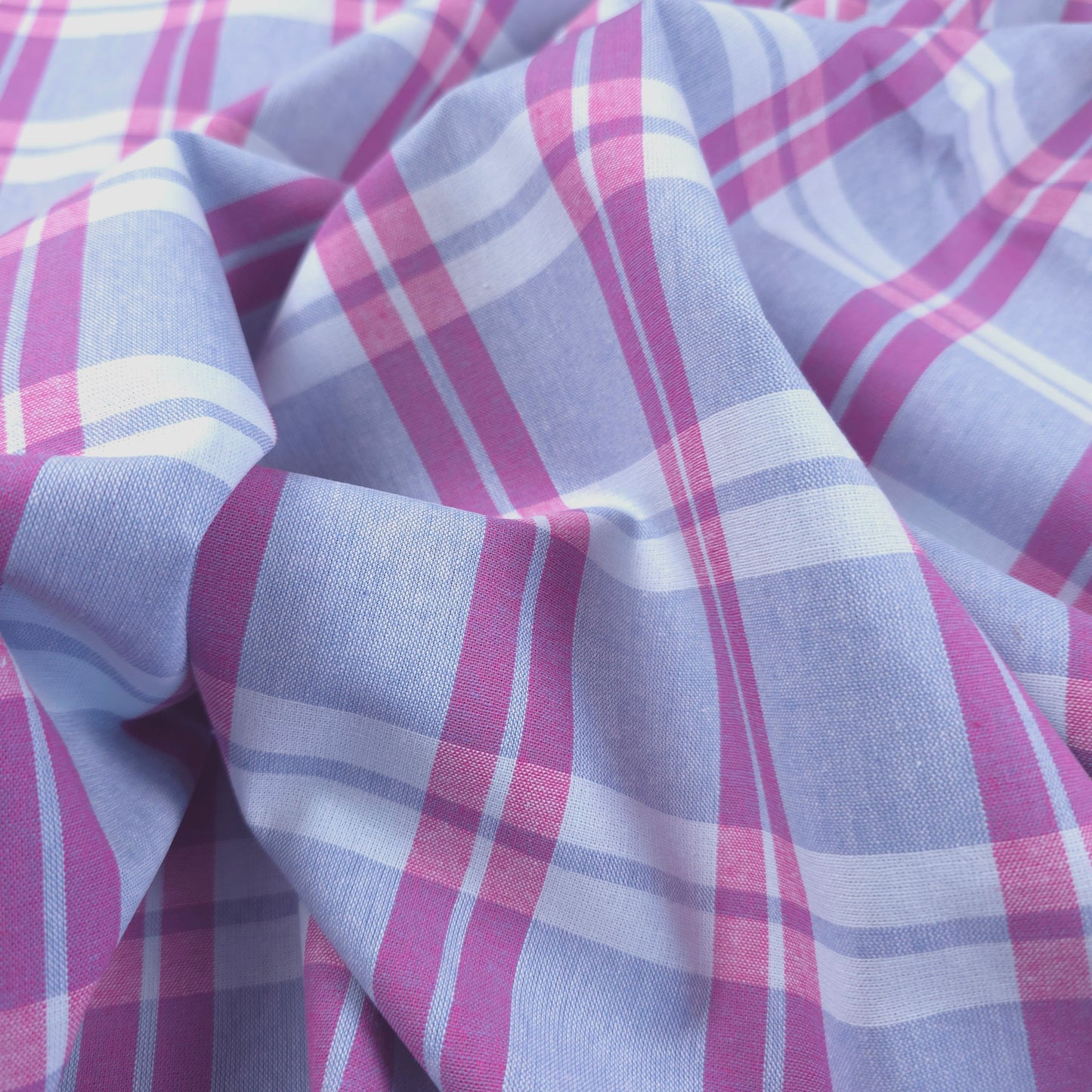 PASTEL PLAID PINK COTTON SHIRTING