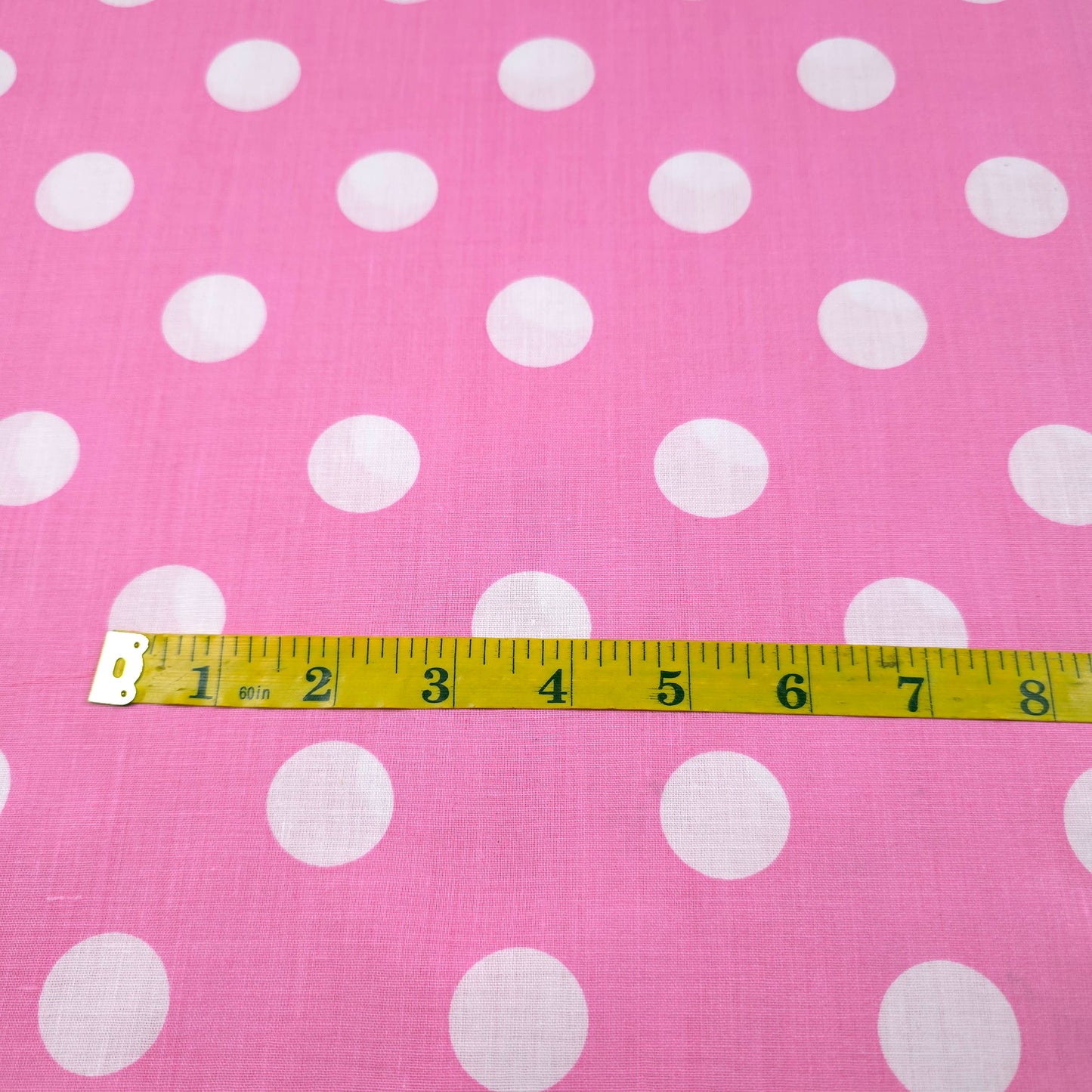 ONE INCH POLKA DOT WHITE ON PINK