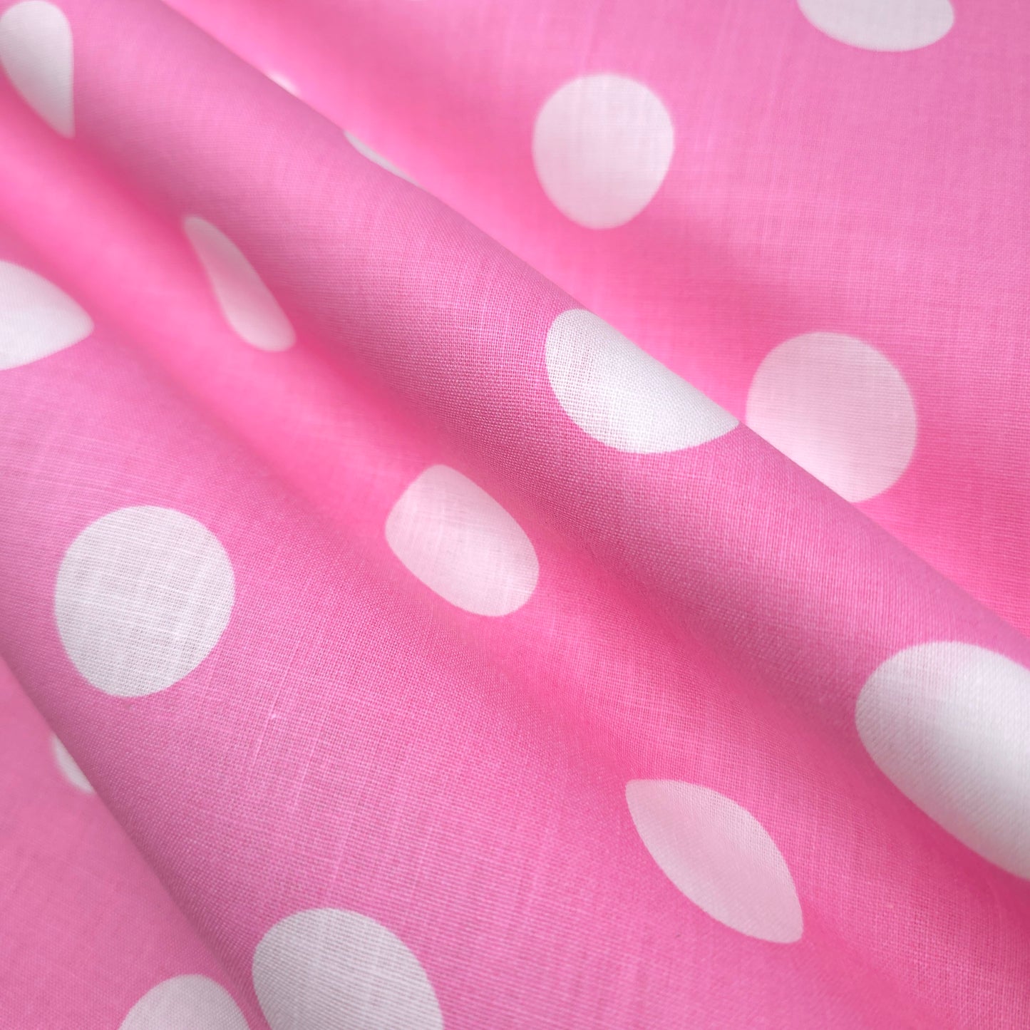 ONE INCH POLKA DOT WHITE ON PINK