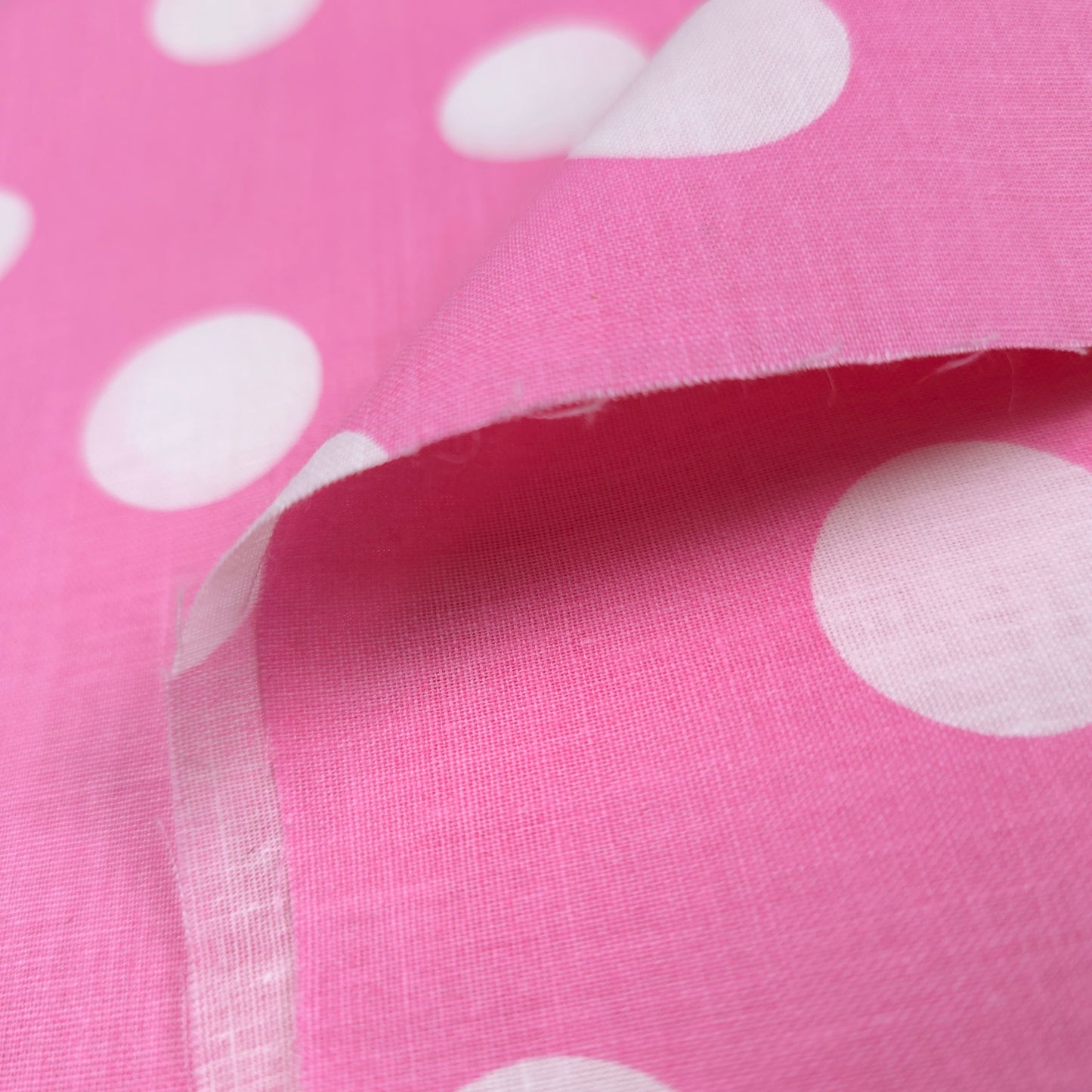 ONE INCH POLKA DOT WHITE ON PINK