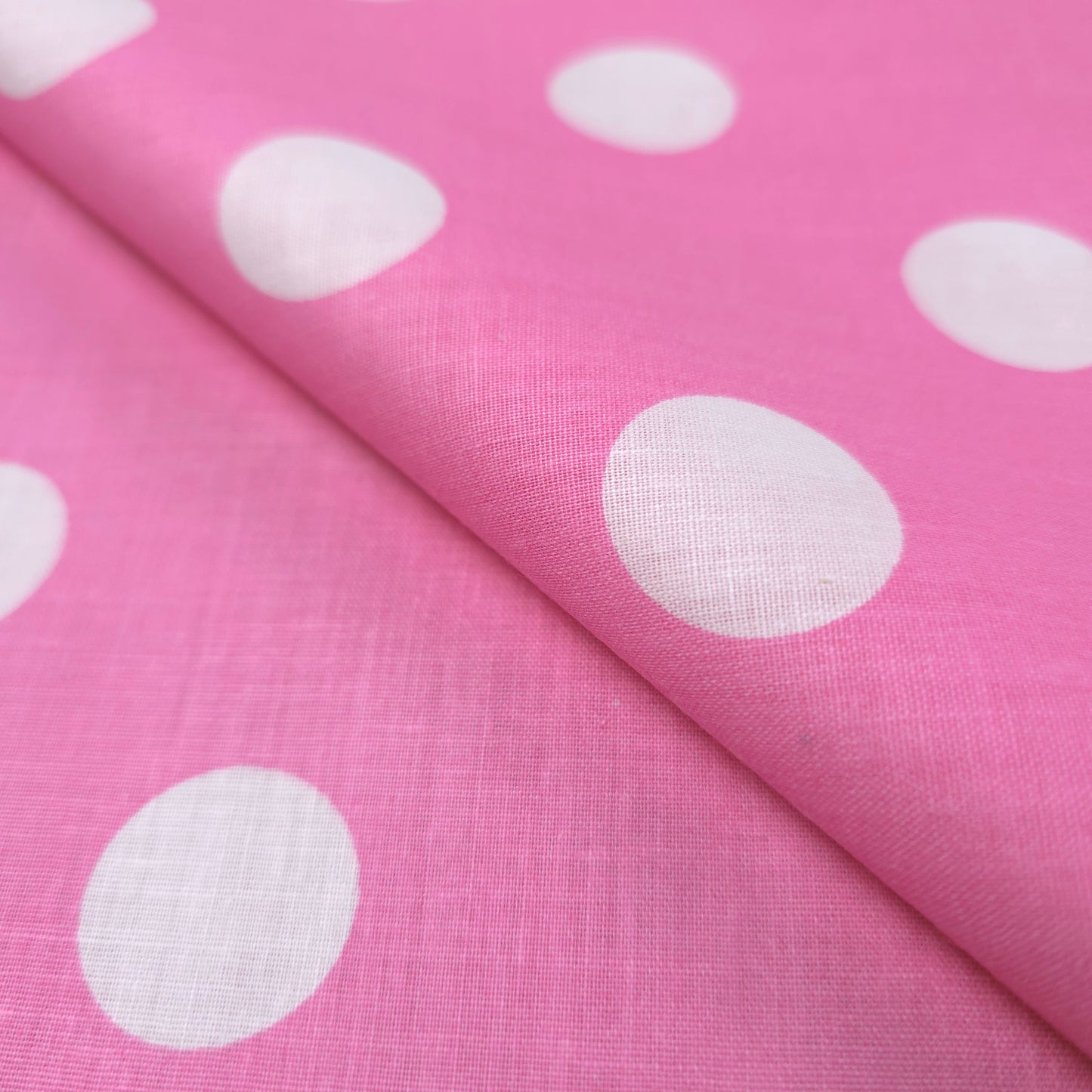 ONE INCH POLKA DOT WHITE ON PINK