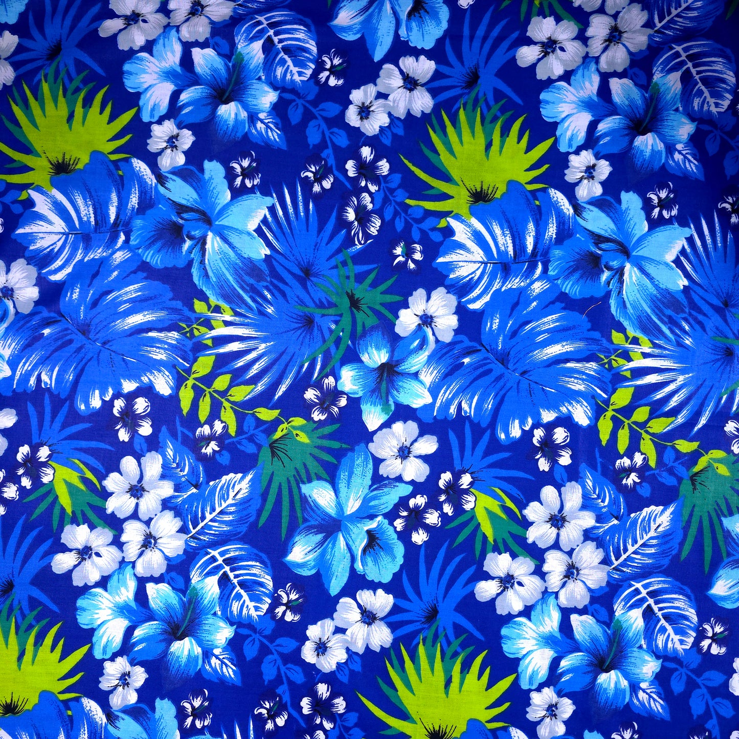 HAWAIIAN FLORAL MOTIF BLUE ROYAL