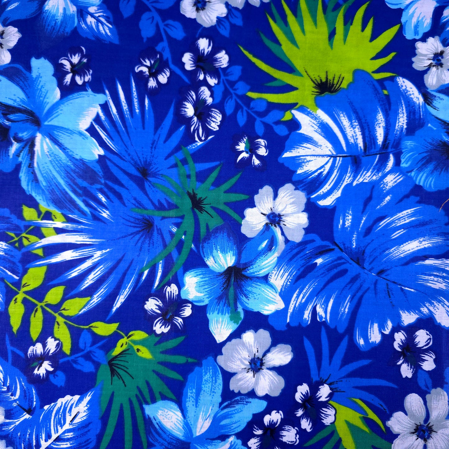 HAWAIIAN FLORAL MOTIF BLUE ROYAL