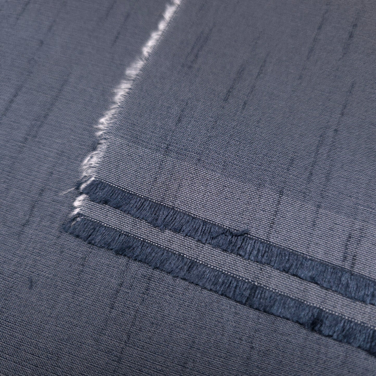 BLUE ASH NAVY GRAY FAUX SILK DUPIONI