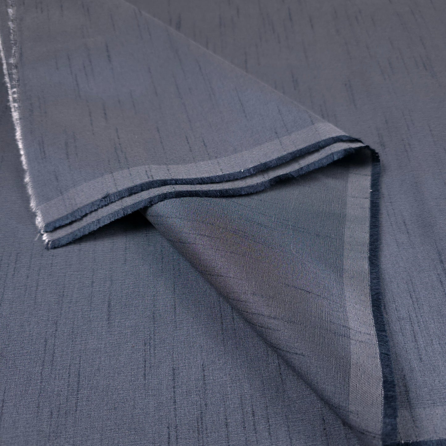 BLUE ASH NAVY GRAY FAUX SILK DUPIONI