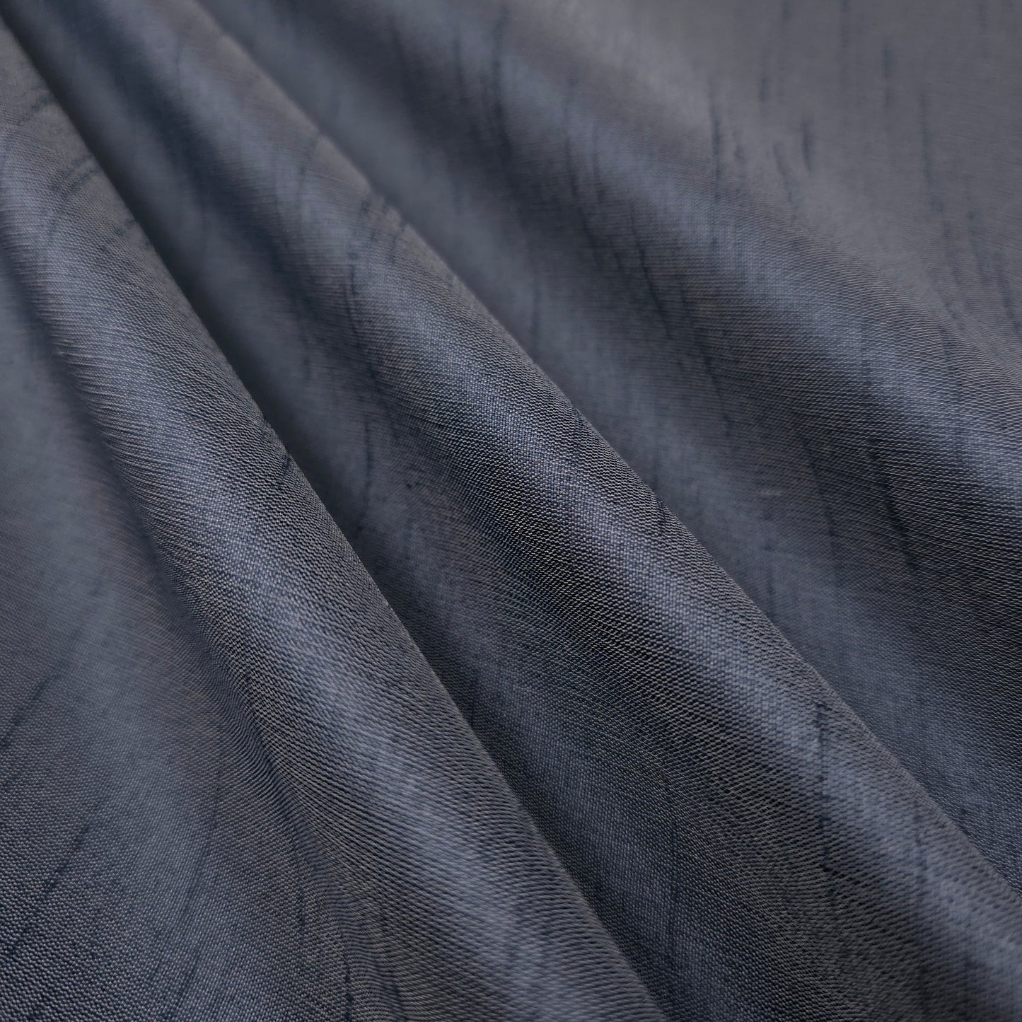BLUE ASH NAVY GRAY FAUX SILK DUPIONI