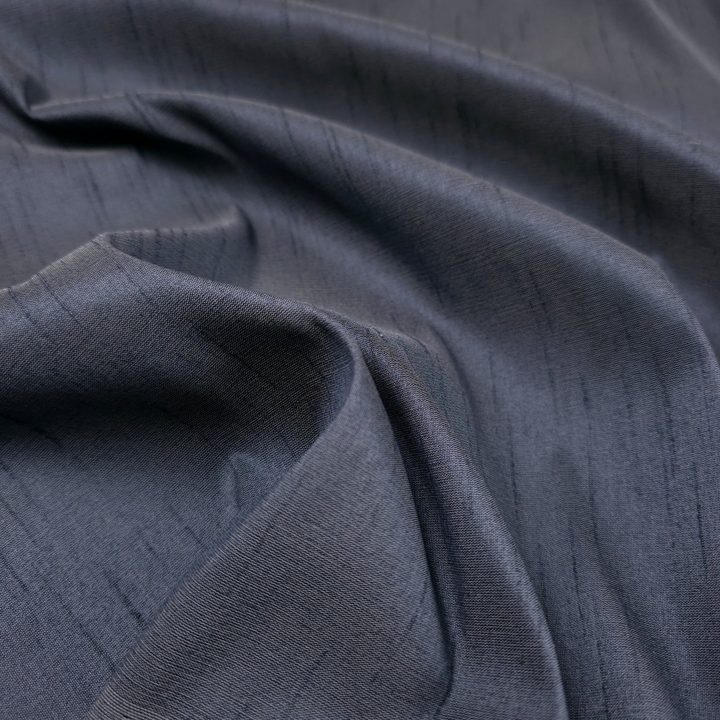 BLUE ASH NAVY GRAY FAUX SILK DUPIONI