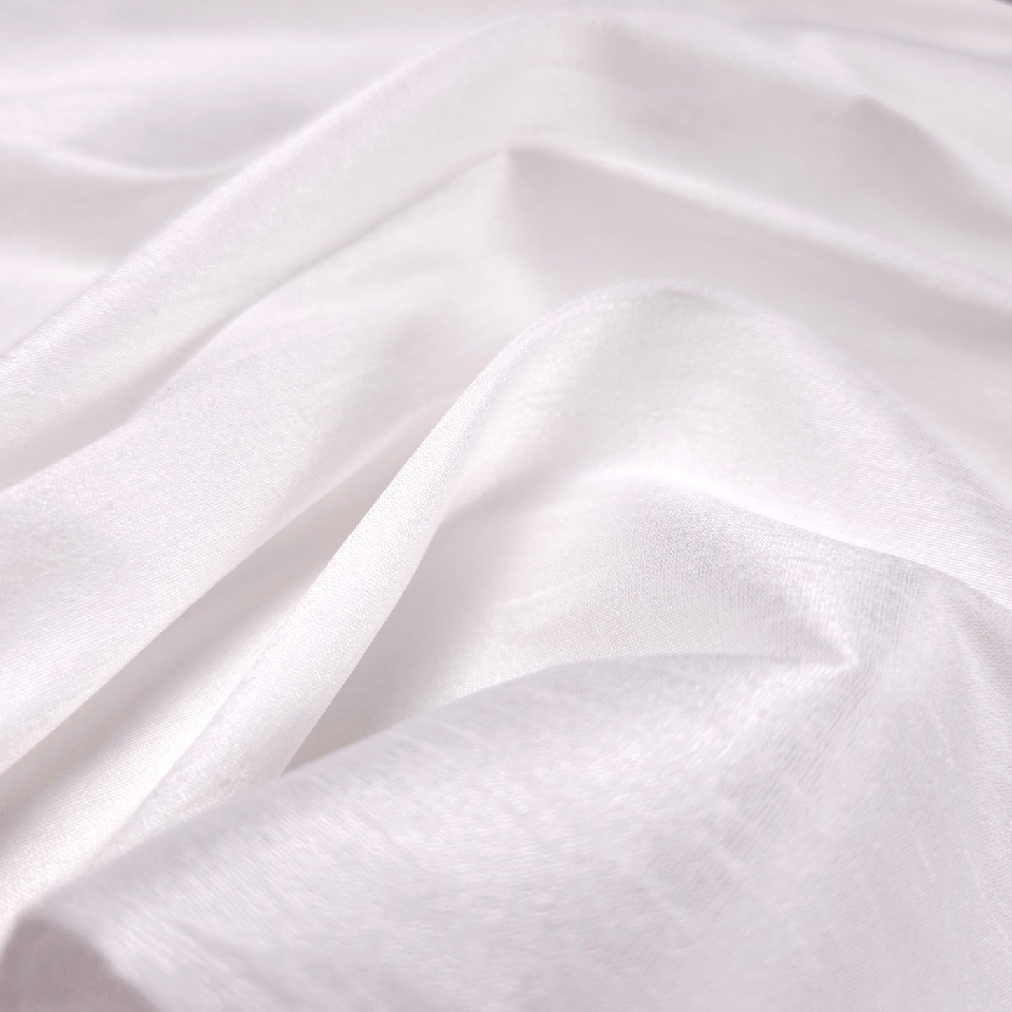 NEUTRAL WHITE FAUX SILK DUPIONI